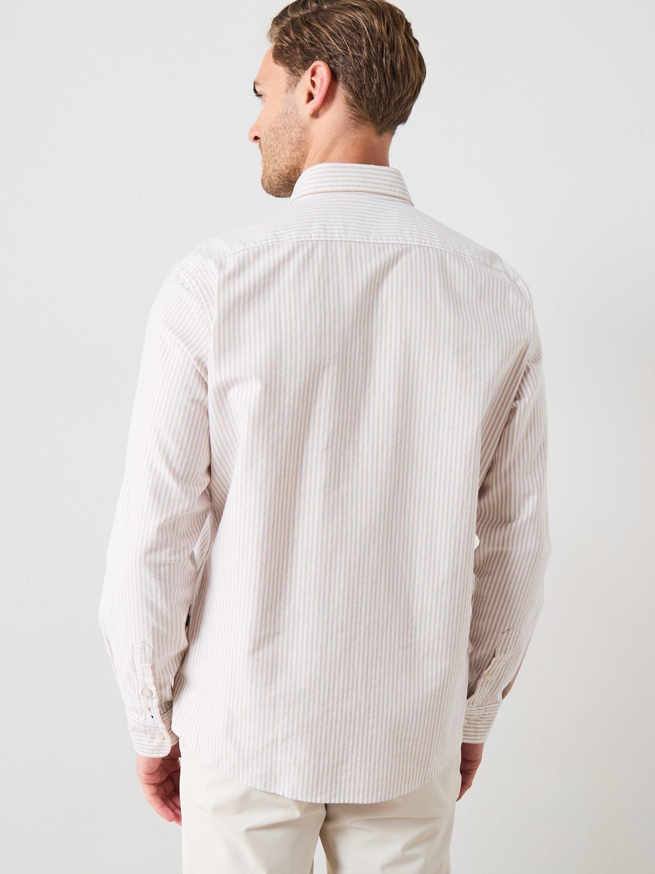 Image 2 of 6 of BOSS H-Liam Striped Regular Fit Oxford Shirt - Beige