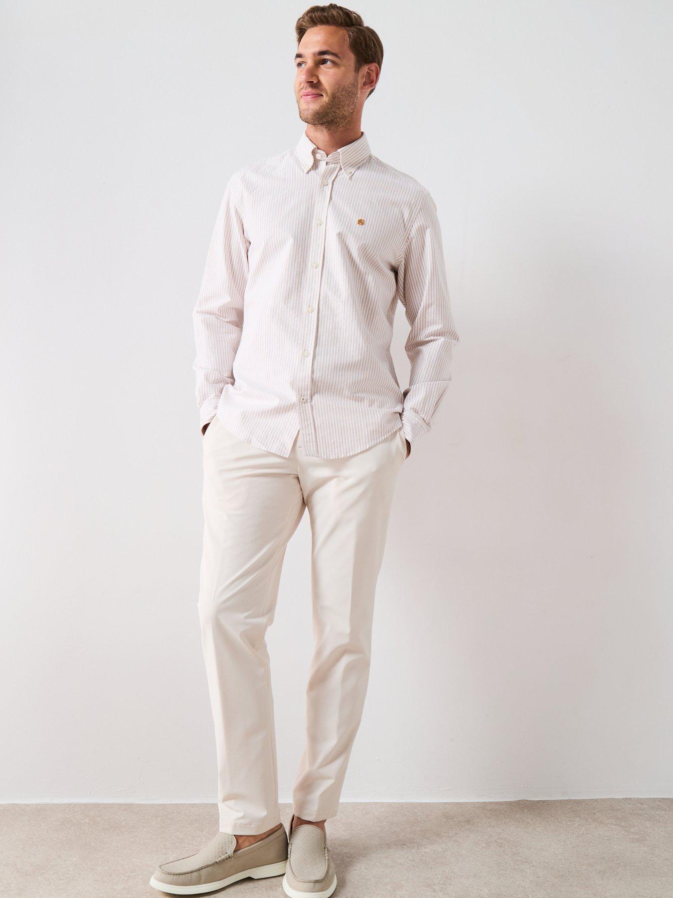 Image 3 of 6 of BOSS H-Liam Striped Regular Fit Oxford Shirt - Beige