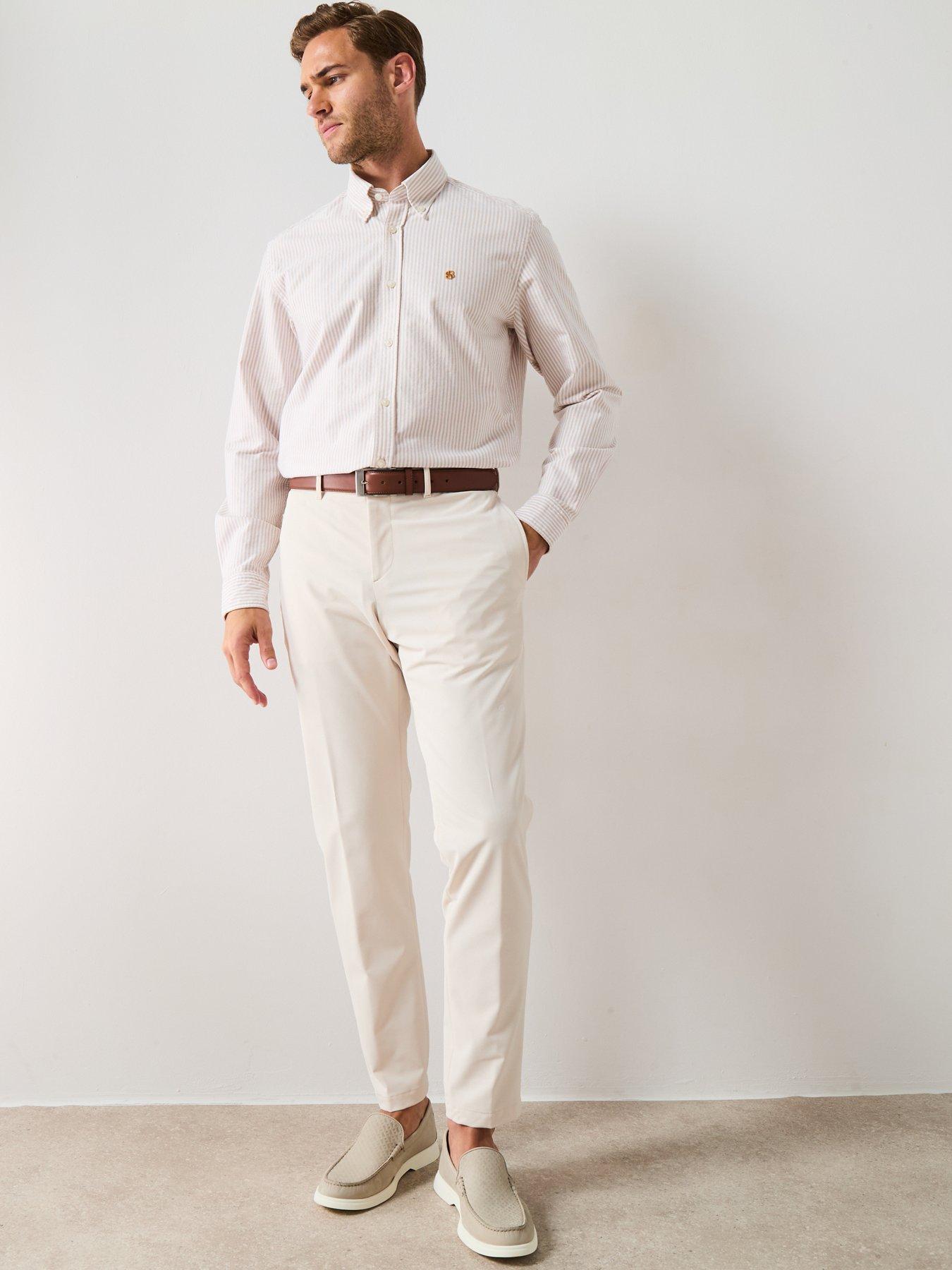 Image 5 of 6 of BOSS H-Liam Striped Regular Fit Oxford Shirt - Beige