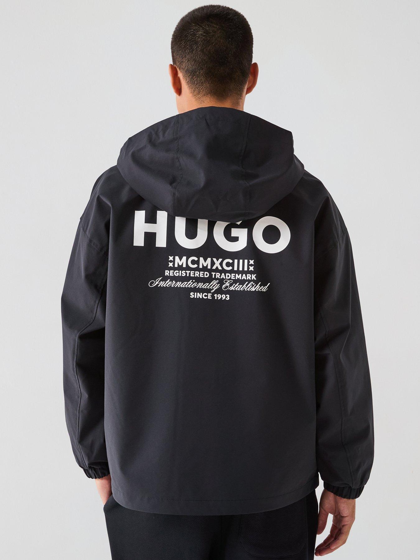 Image 2 of 6 of HUGO Blue Bod2531 Regular Fit International Logo Lightweight Jacket - Black