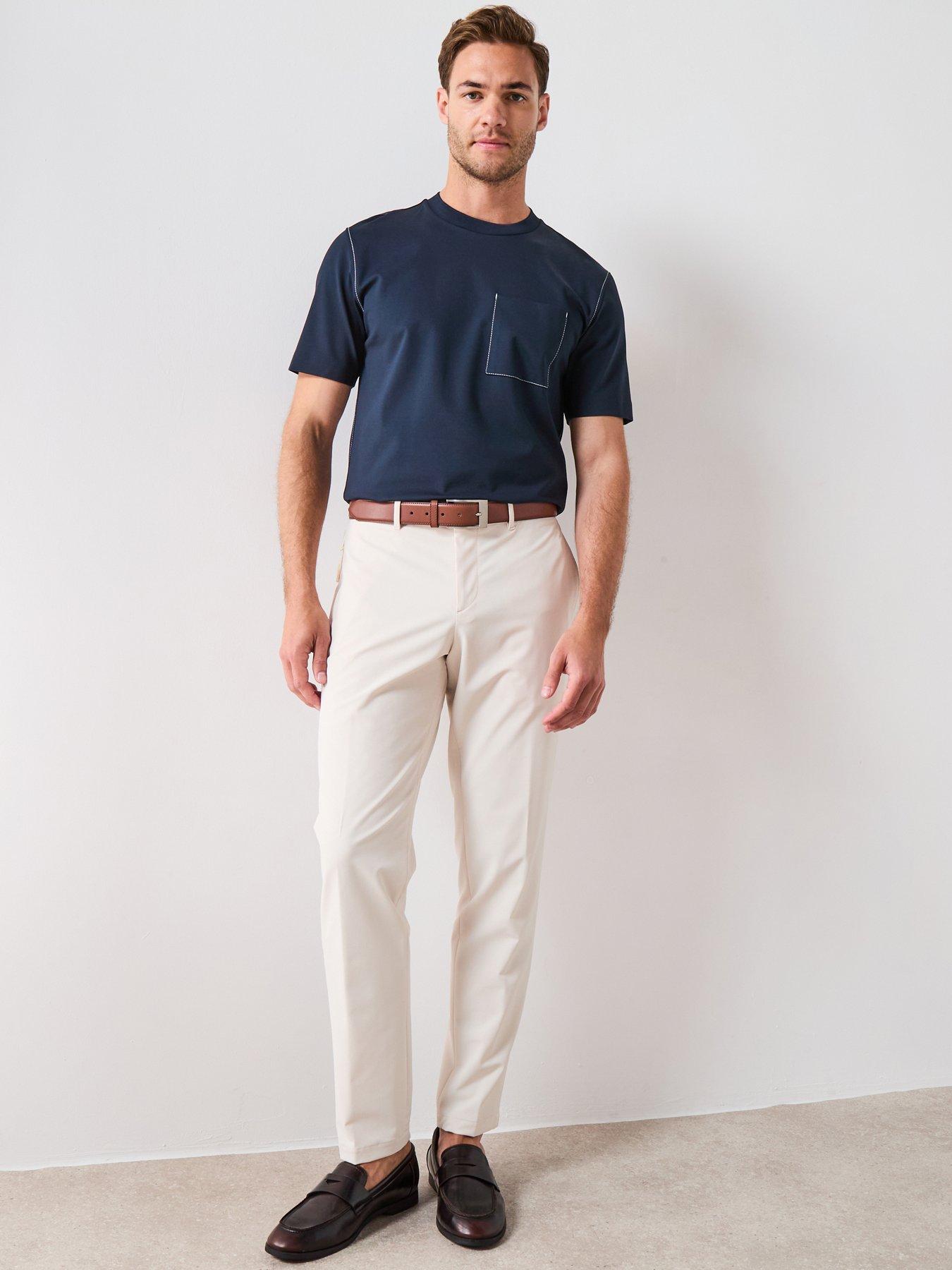  image of boss-c-taut-105-regular-fit-contrast-stitched-pocket-t-shirt-navy