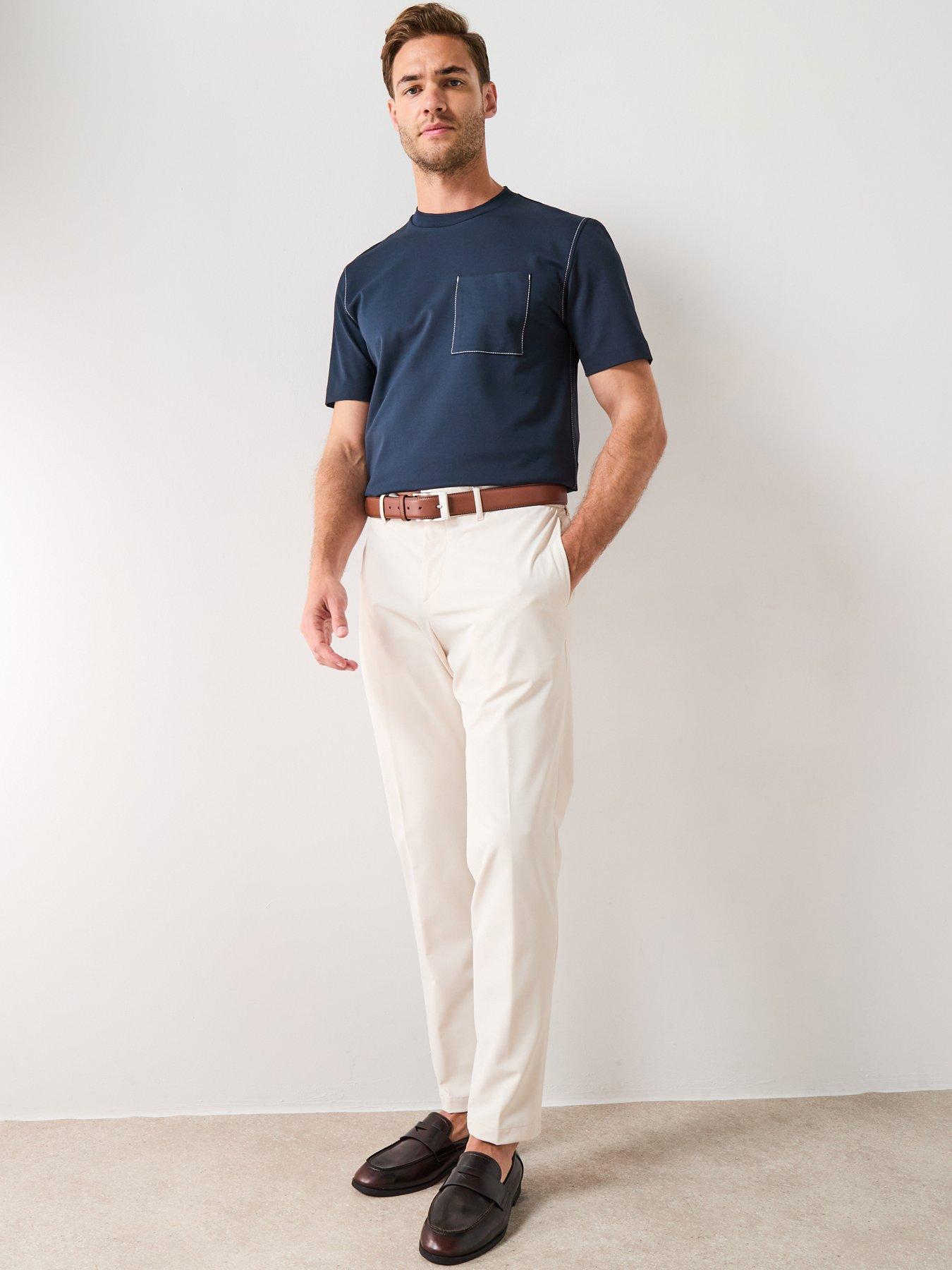  image of boss-c-taut-105-regular-fit-contrast-stitched-pocket-t-shirt-navy