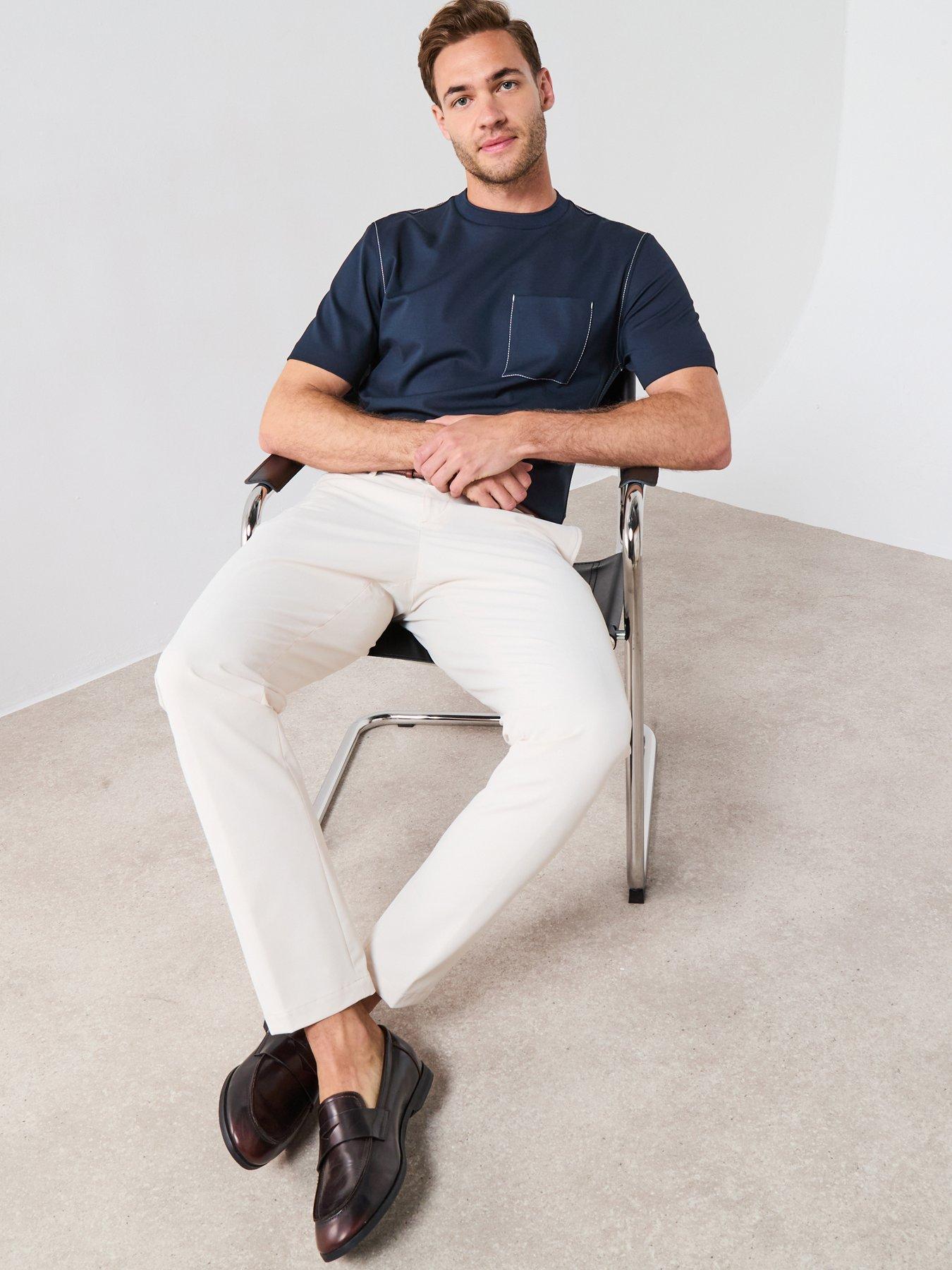  image of boss-c-taut-105-regular-fit-contrast-stitched-pocket-t-shirt-navy