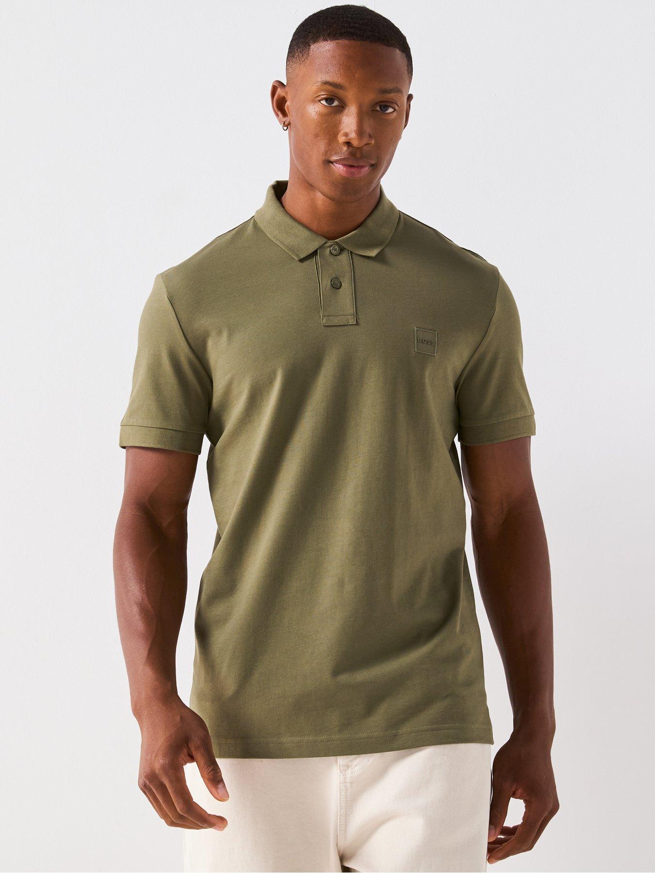Image 1 of 6 of BOSS Passenger Slim Fit Tonal Patch Logo Polo Shirt - Green