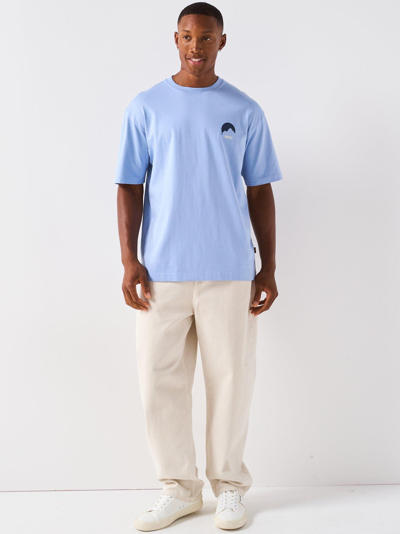 Image 3 of 6 of BOSS Move Relaxed Fit Back Print T-Shirt - Light Blue