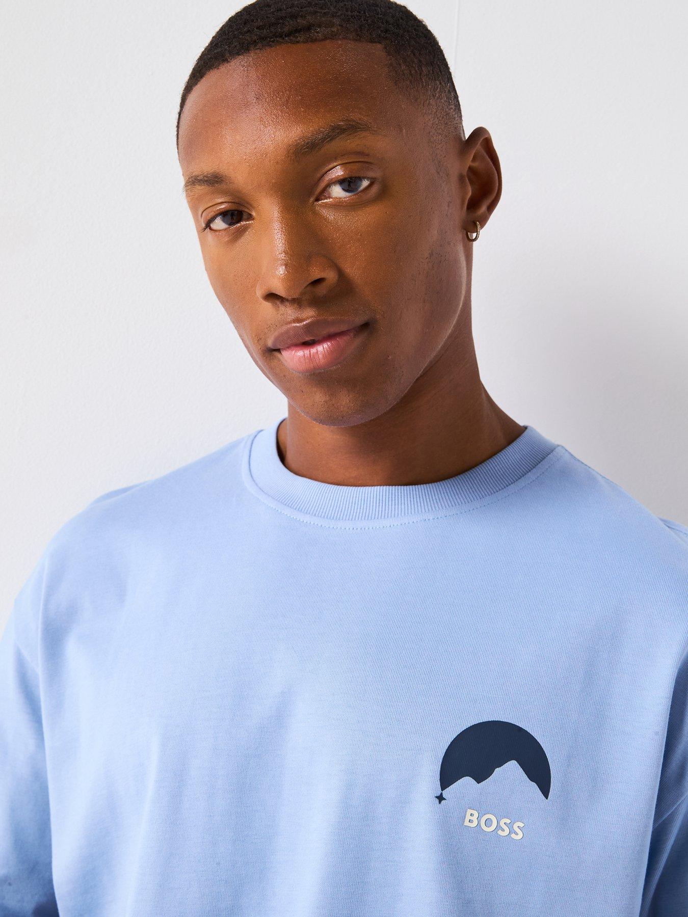 Image 6 of 6 of BOSS Move Relaxed Fit Back Print T-Shirt - Light Blue