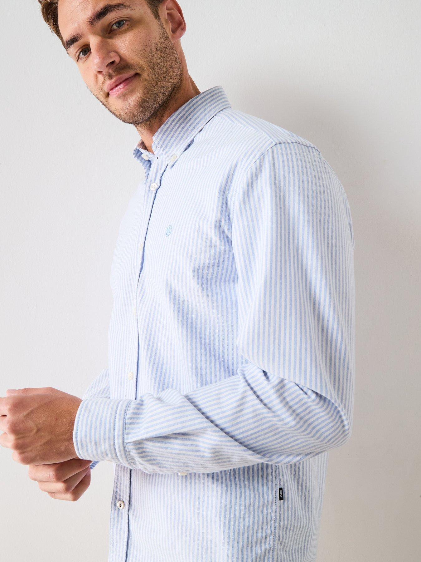 image of boss-h-liam-striped-regular-fit-oxford-shirt-light-blue