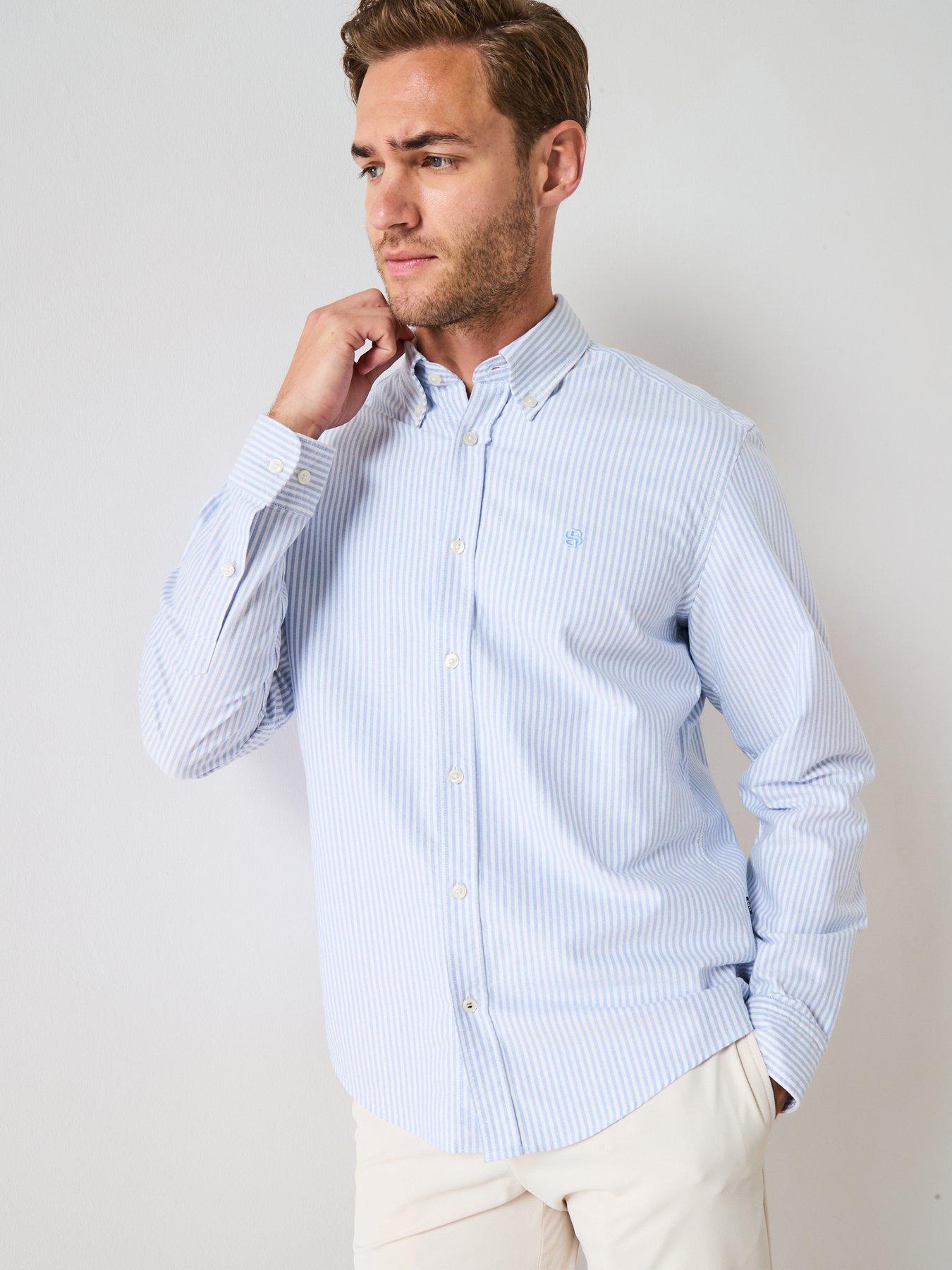  image of boss-h-liam-striped-regular-fit-oxford-shirt-light-blue