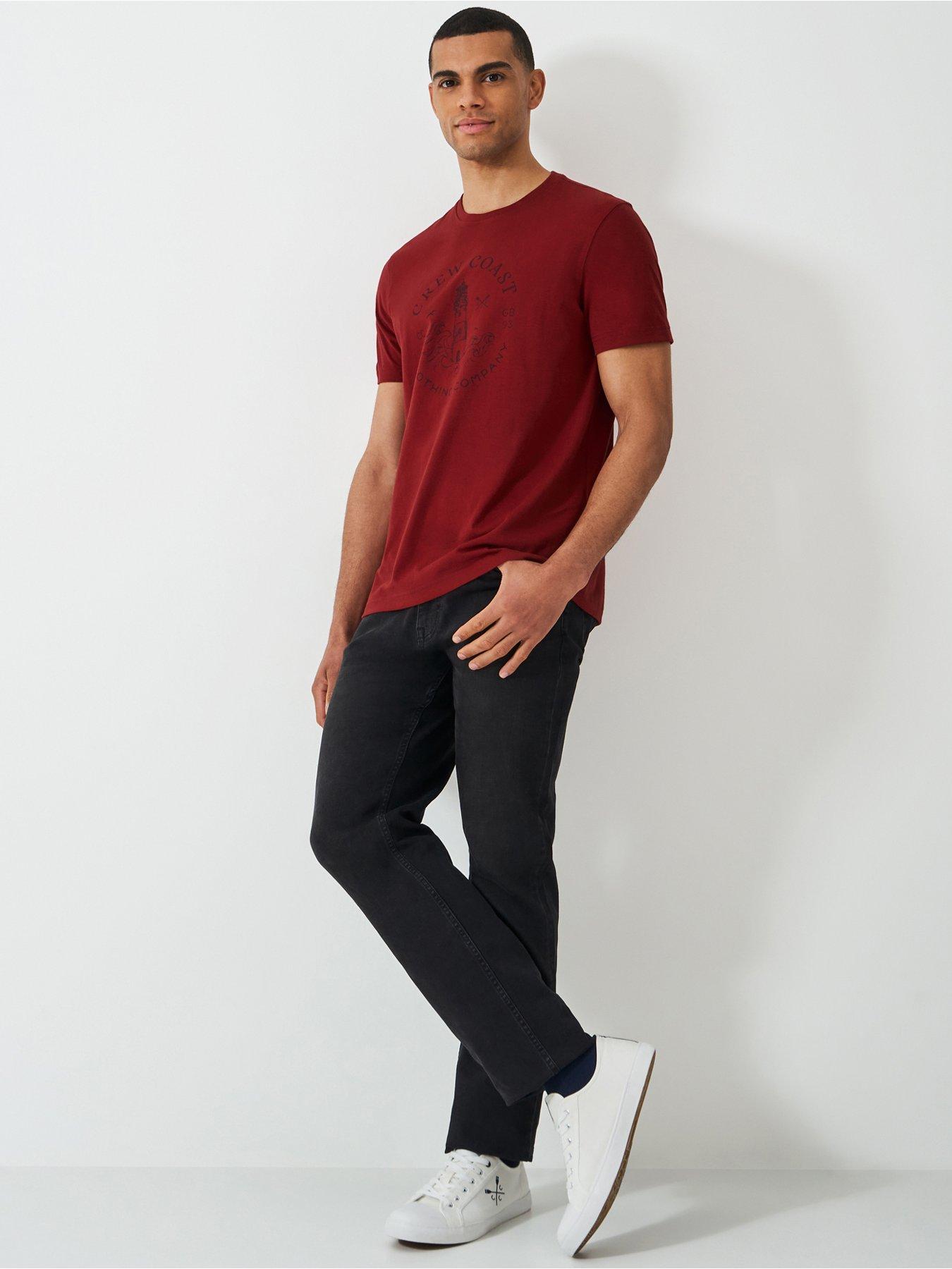  image of crew-clothing-cotton-graphic-short-sleeve-t-shirt-red