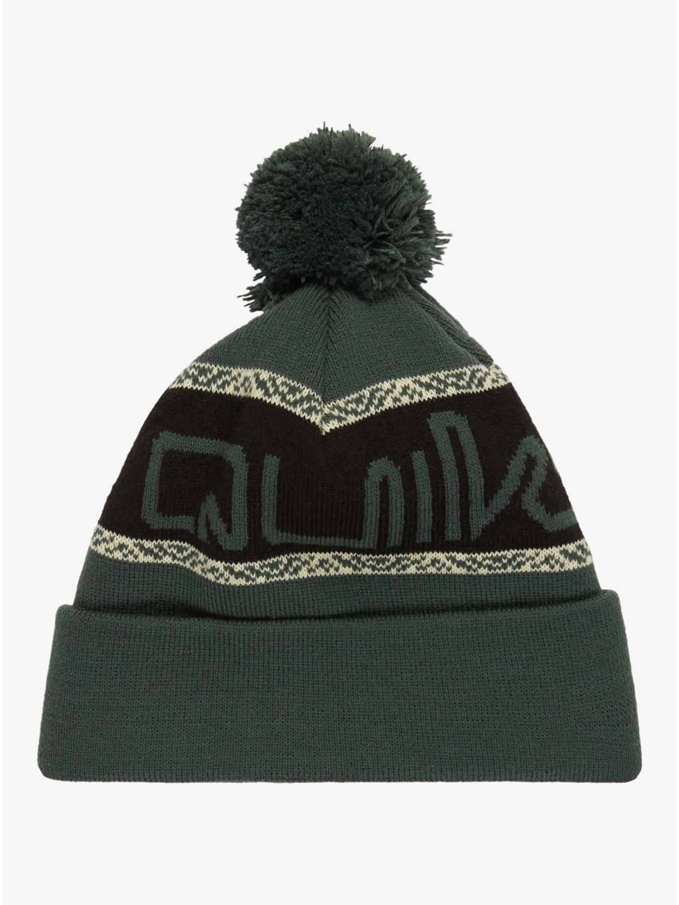 back image of quiksilver-mens-skiing-summit-beanie-hat-green