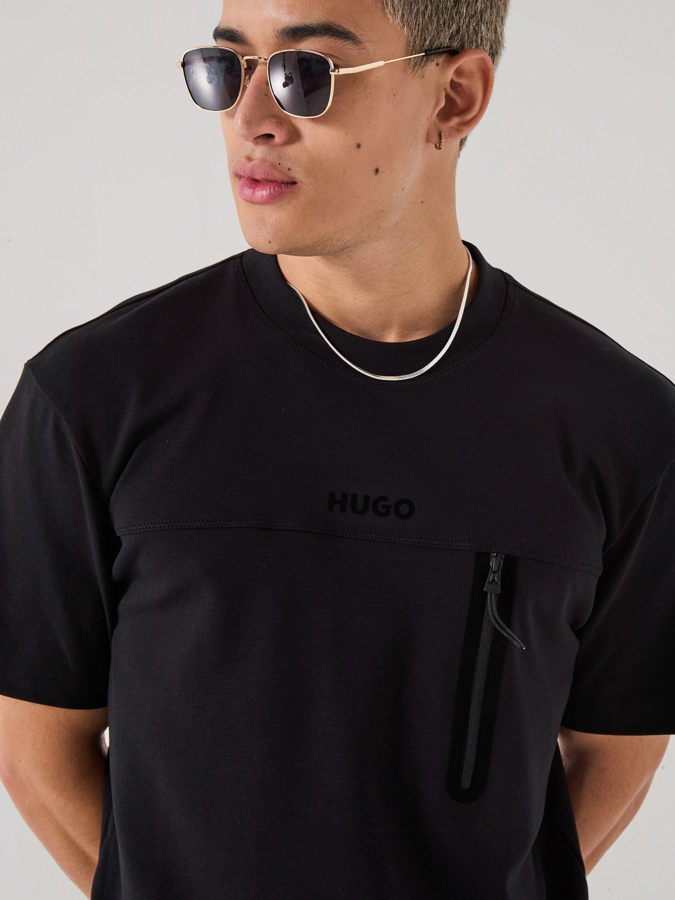 Image 1 of 6 of HUGO Relaxed Fit Dubi Tech T-Shirt - Black