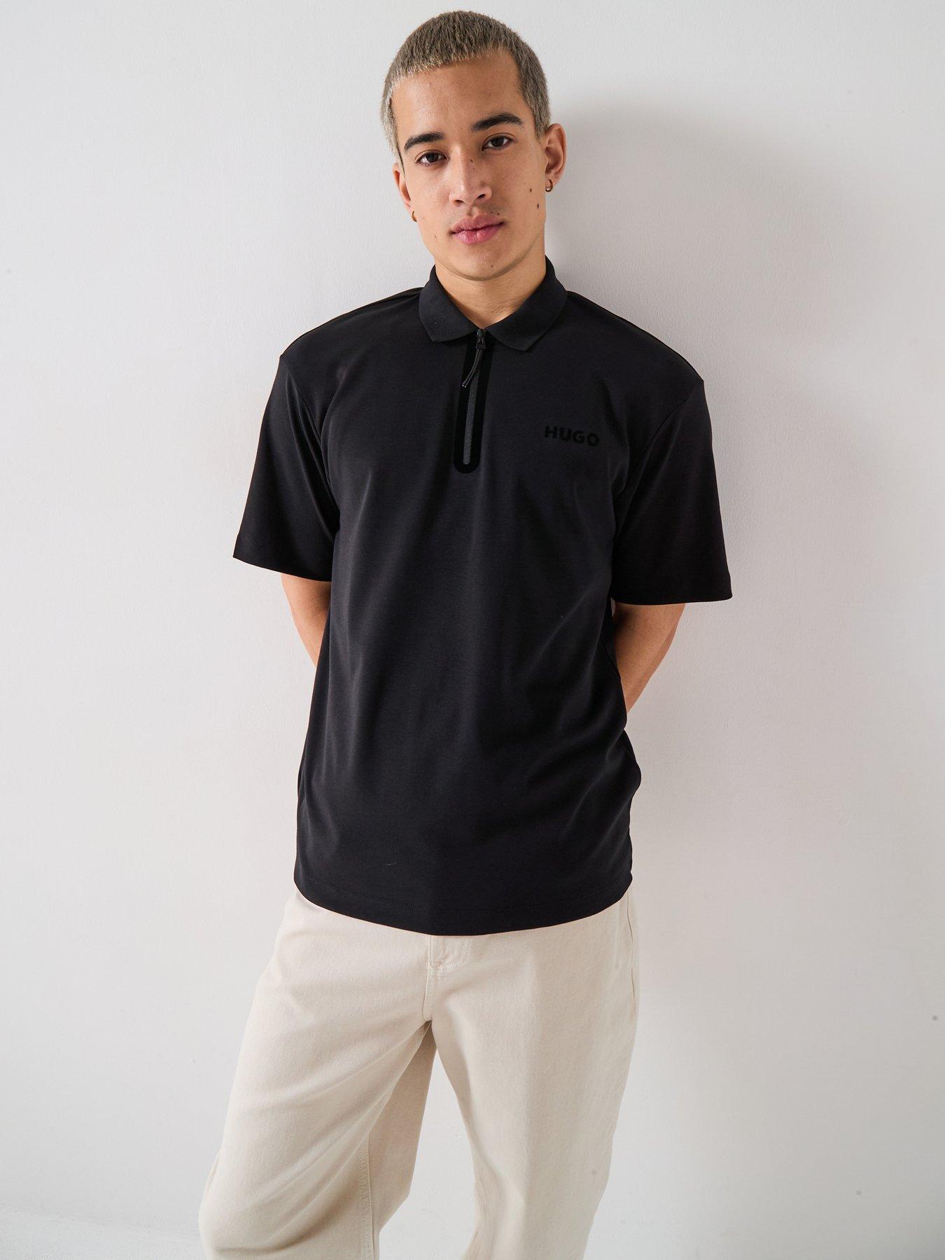 hugo-relaxed-fit-dubilo-teck-zip-polo-shirt-black