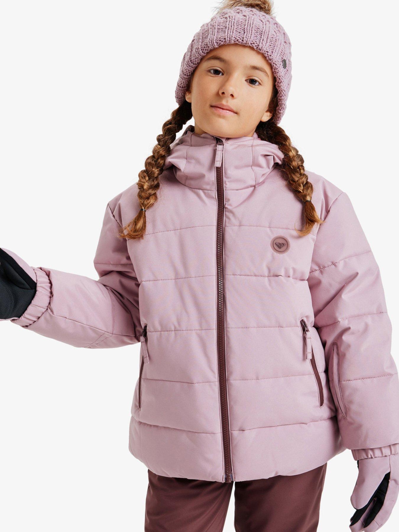 Image 1 of 5 of Roxy Junior Girls Skiing Snowyhill Puffy Jacket - Purple