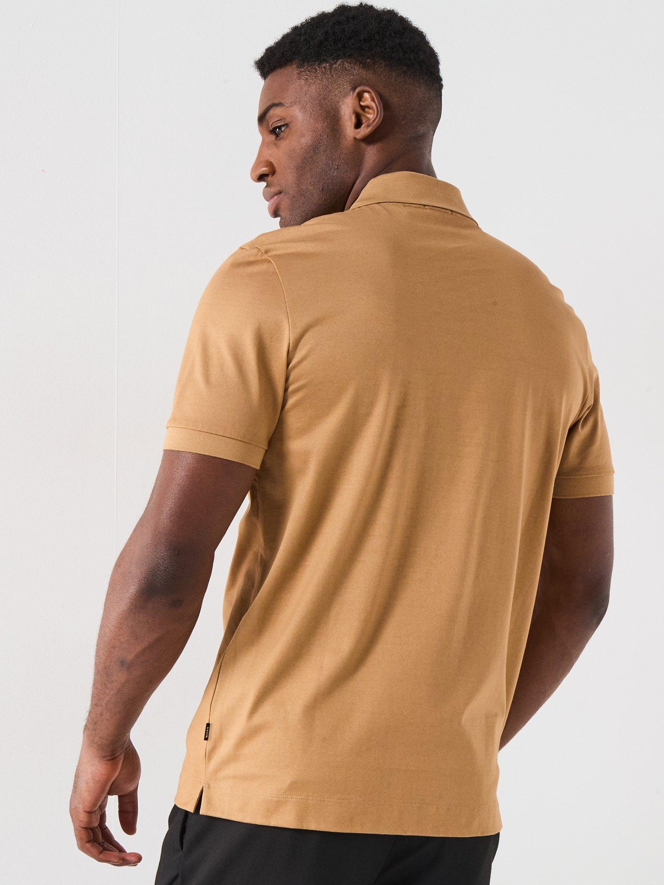 Image 2 of 6 of BOSS H-Paras 65 Regular Fit Global Stripezip Neck Polo Shirt - Dark Beige