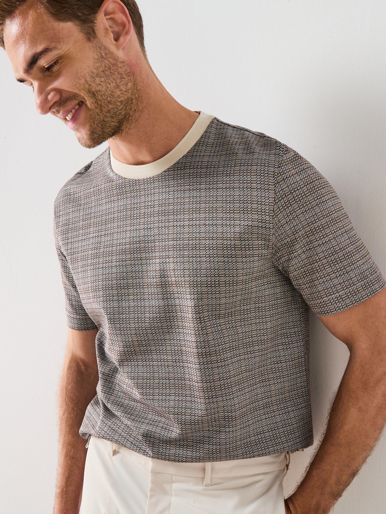 BOSS Mercerised Grid Print Short Sleeve T-Shirt - Multi
