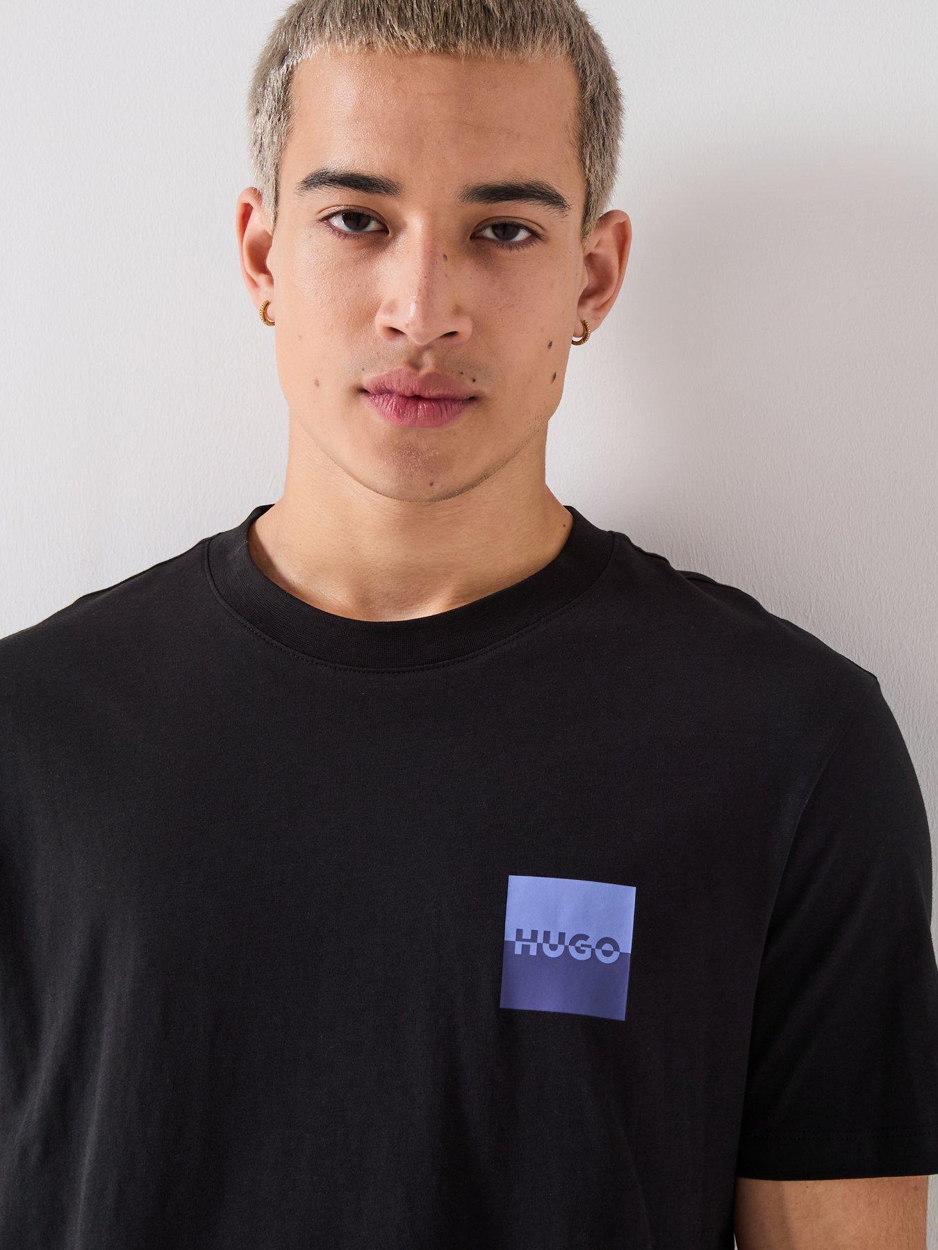 Image 4 of 5 of HUGO Regular Fit Dapusi Split Logo T-Shirt - Black
