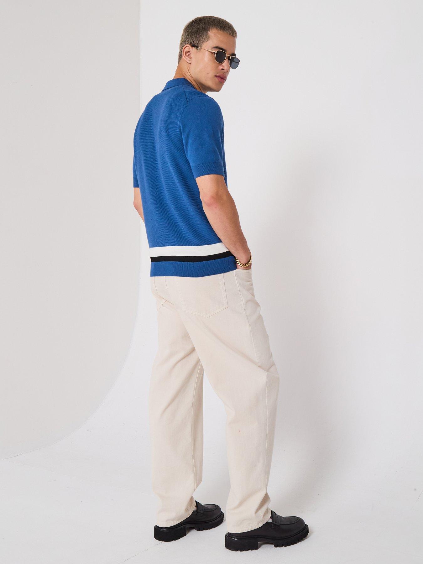 Image 5 of 6 of HUGO Sholpone 1/4 Zip Knitted Polo Shirt - Blue