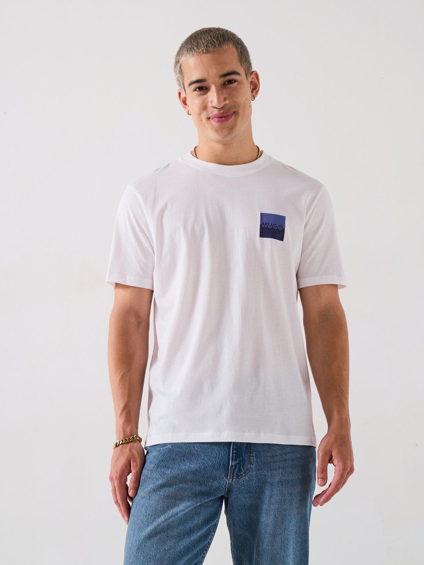 Image 1 of 4 of HUGO Regular Fit Dapusi Split Logo T-Shirt - White