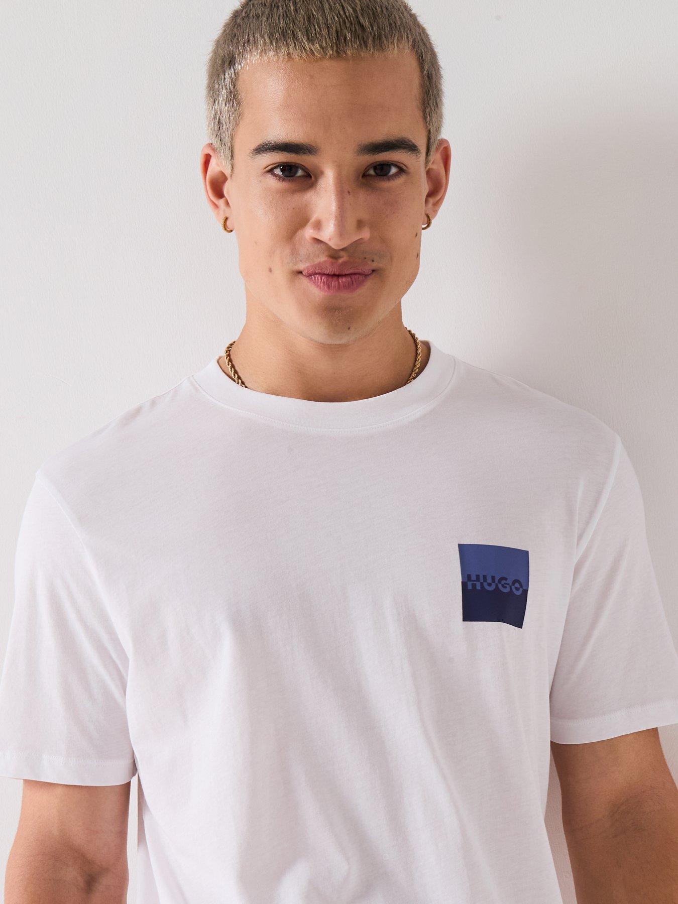 Image 4 of 4 of HUGO Regular Fit Dapusi Split Logo T-Shirt - White