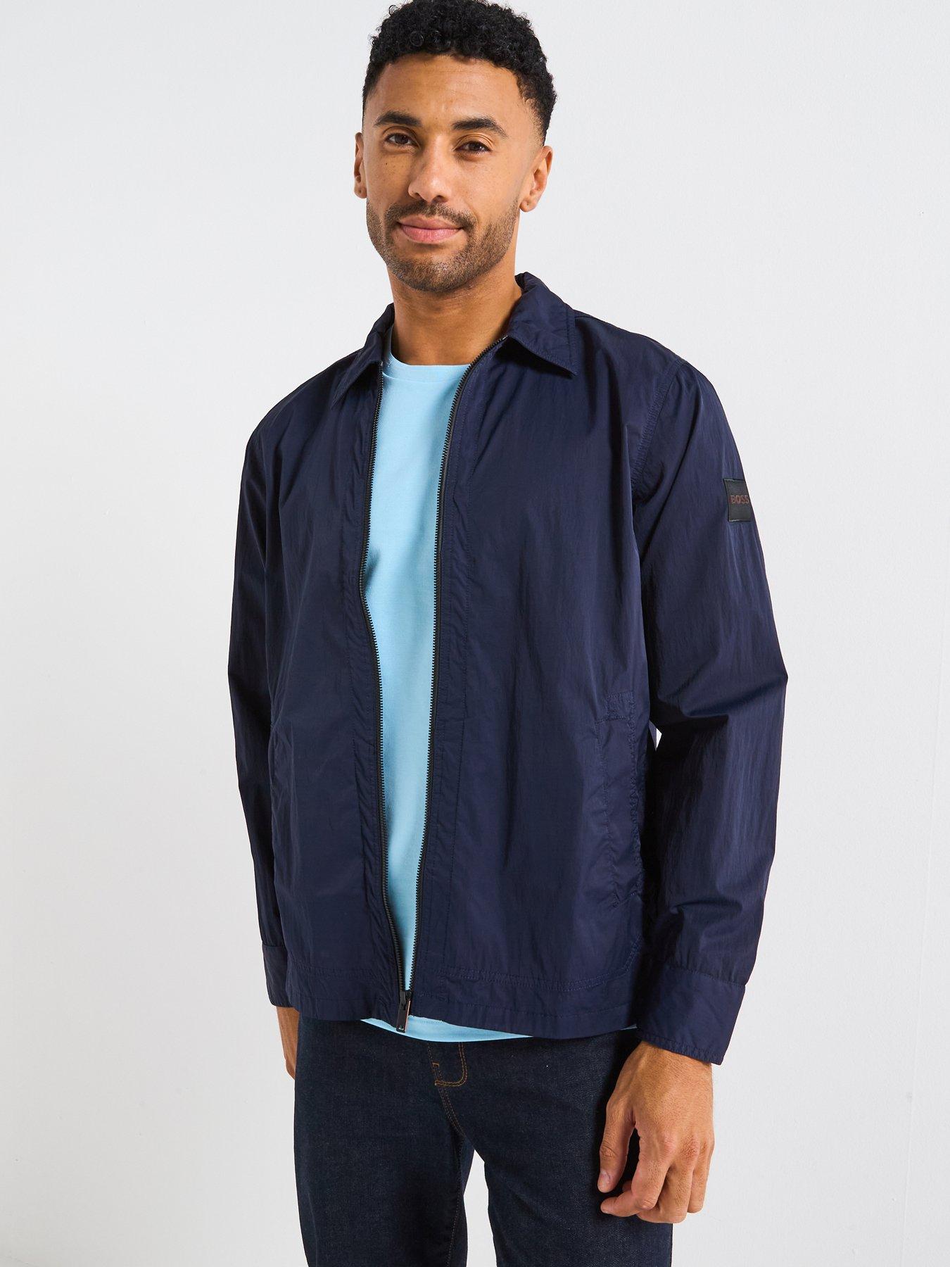 Image 1 of 5 of BOSS Leejay 1 M Nylon Zip Through Overshirt - Navy