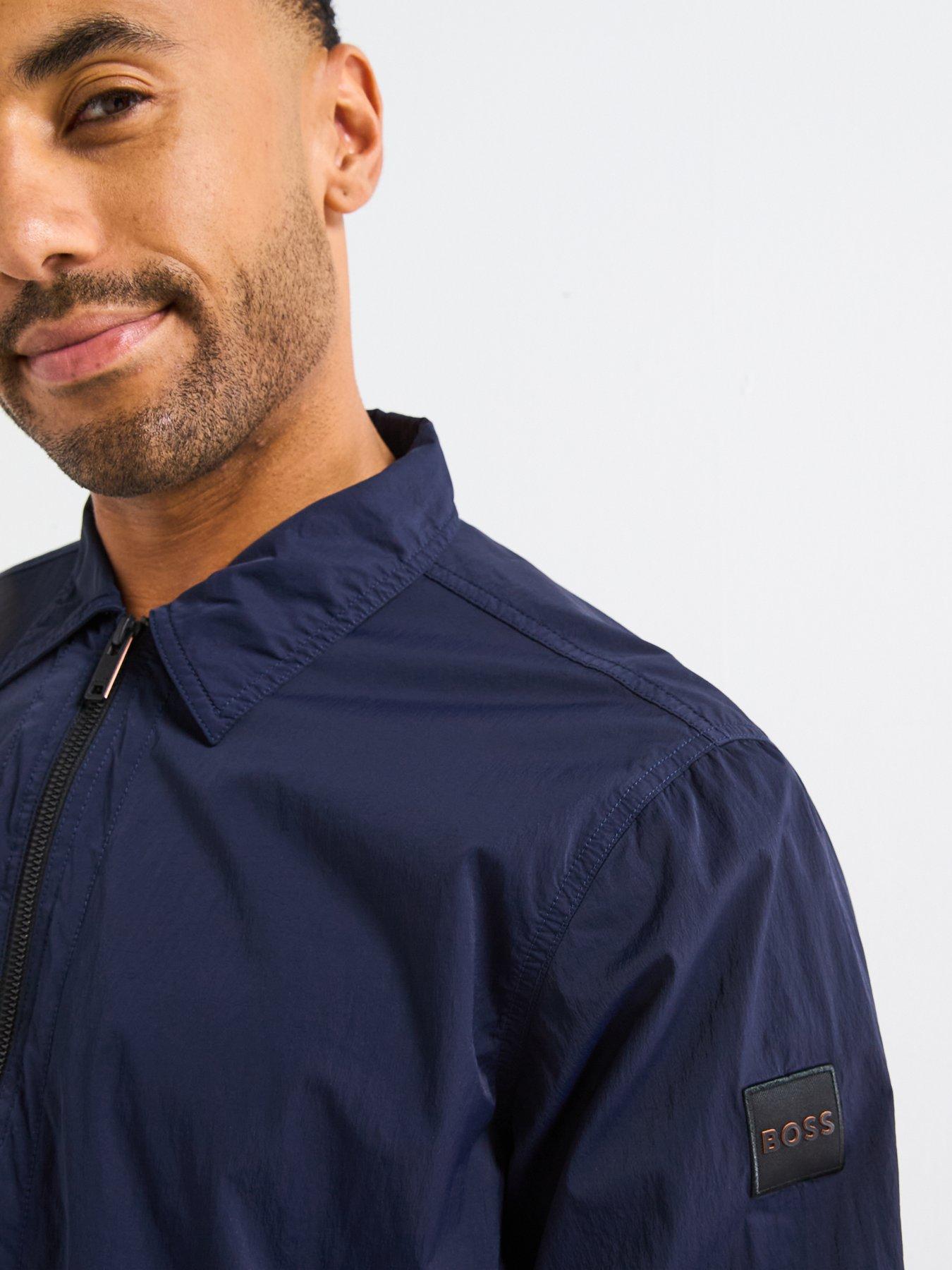 Image 4 of 5 of BOSS Leejay 1 M Nylon Zip Through Overshirt - Navy