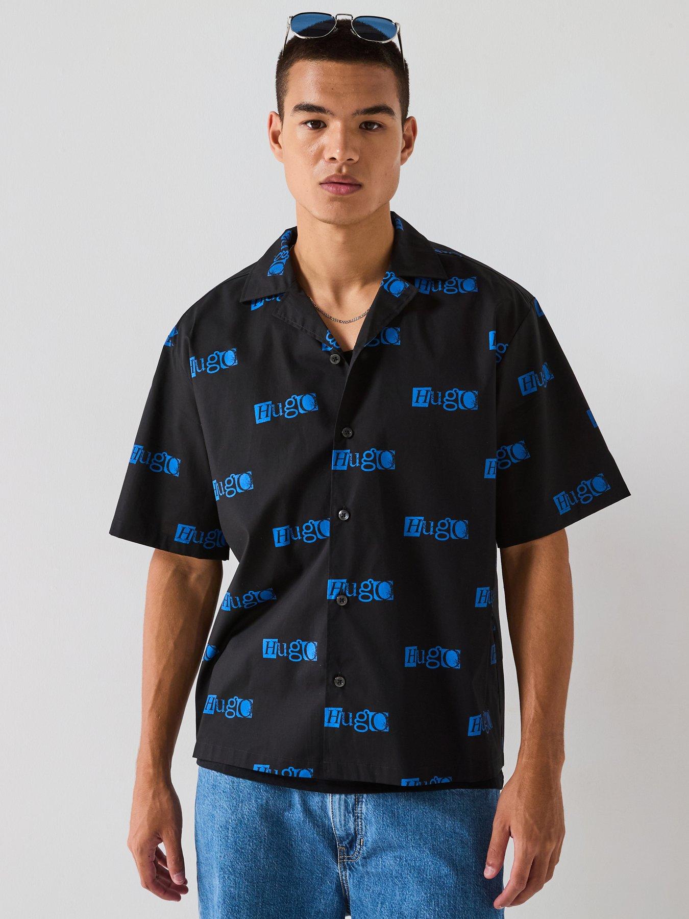 HUGO Blue Eligino Relaxed Fit Shirt - Black