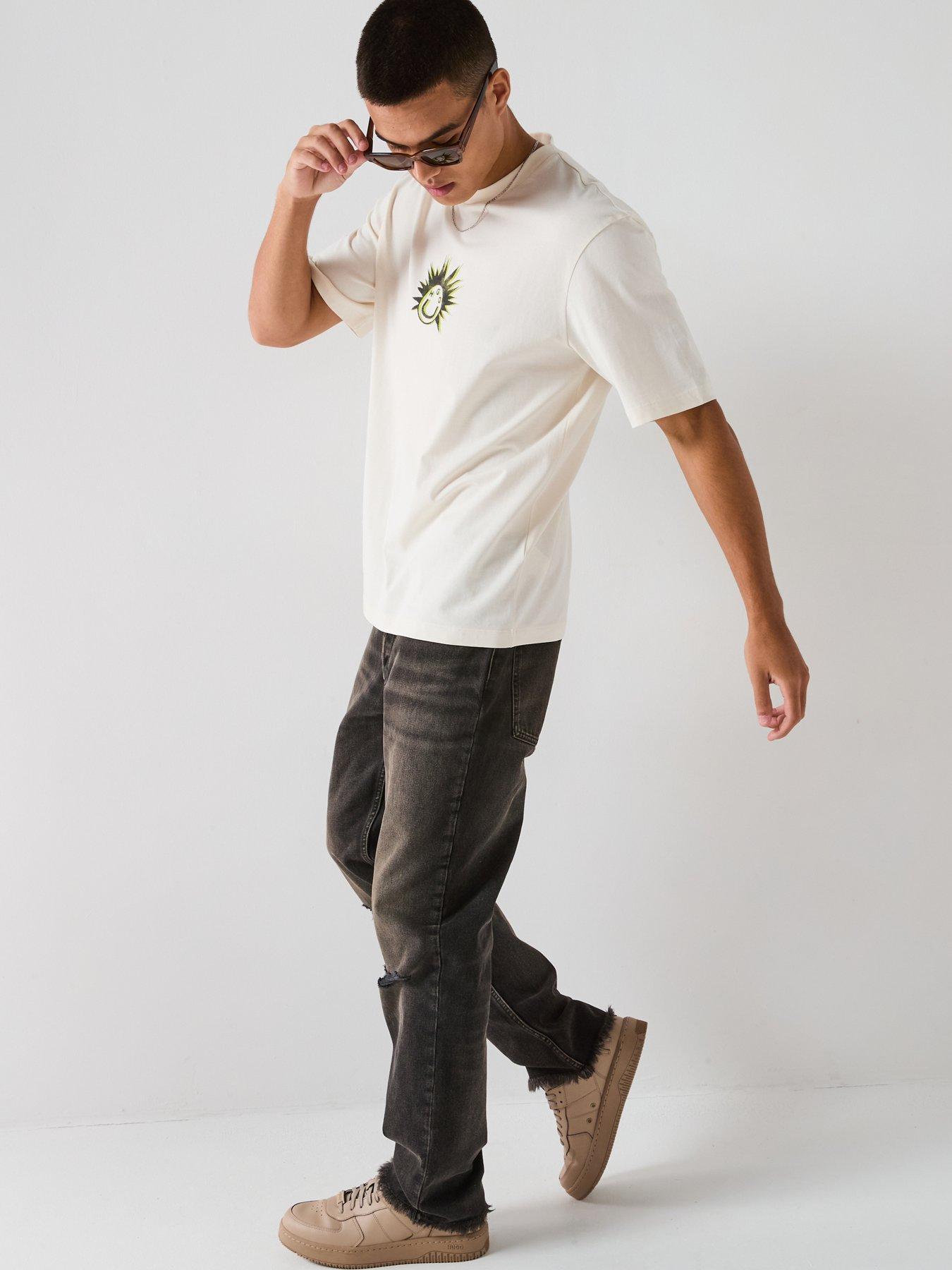 Image 3 of 6 of HUGO Blue Jonah Distressed Regular Fit Jeans - Dark Grey