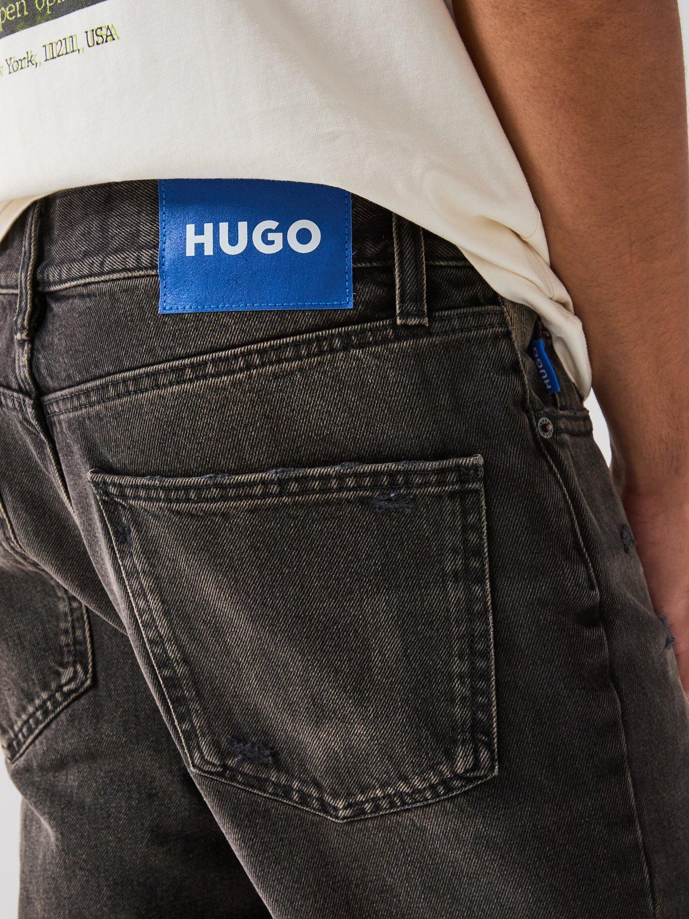 Image 5 of 6 of HUGO Blue Jonah Distressed Regular Fit Jeans - Dark Grey