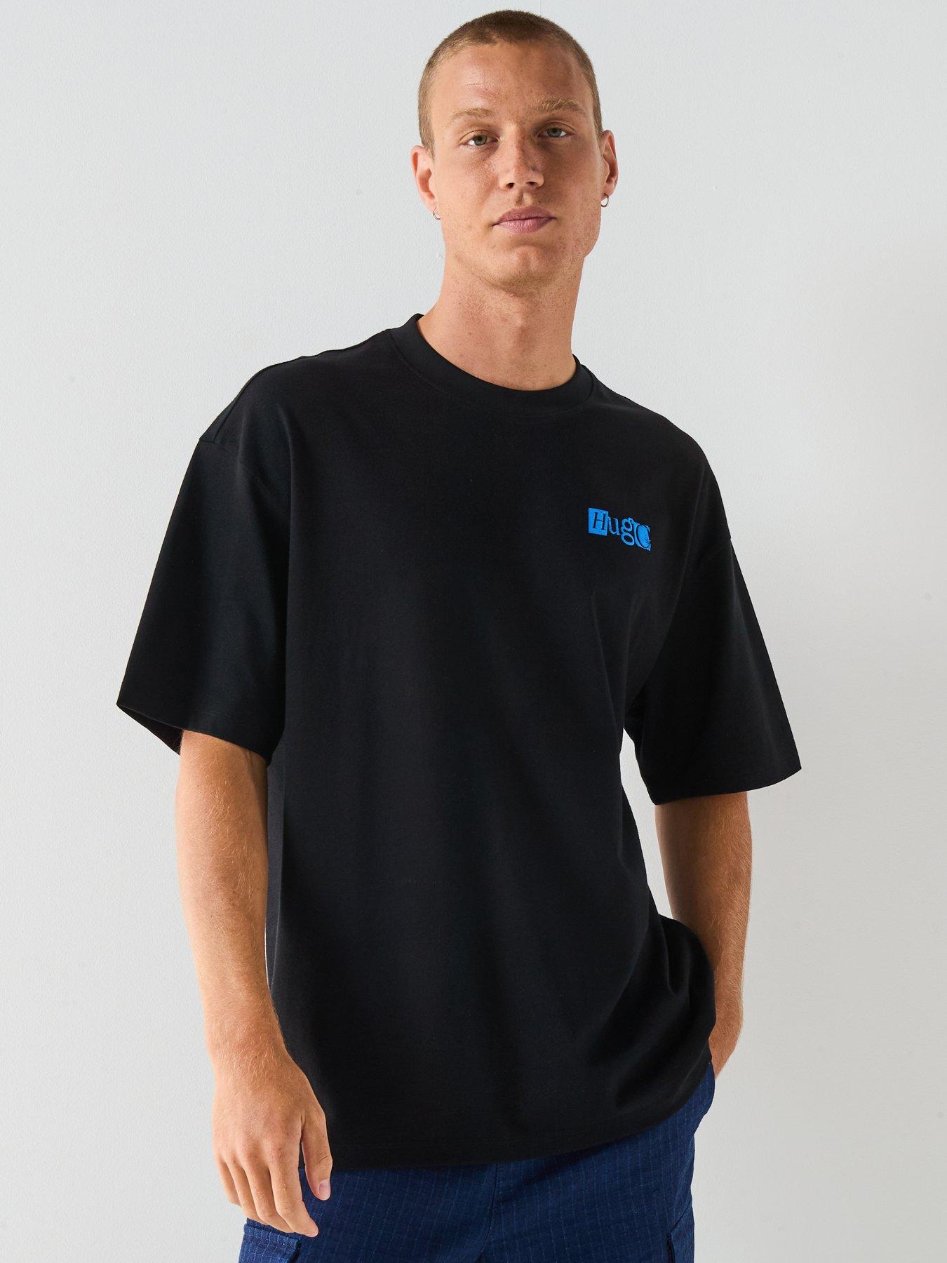 Image 2 of 6 of HUGO Blue Nilte Loose Fit Left Chest Stencil Logo T-Shirt - Black