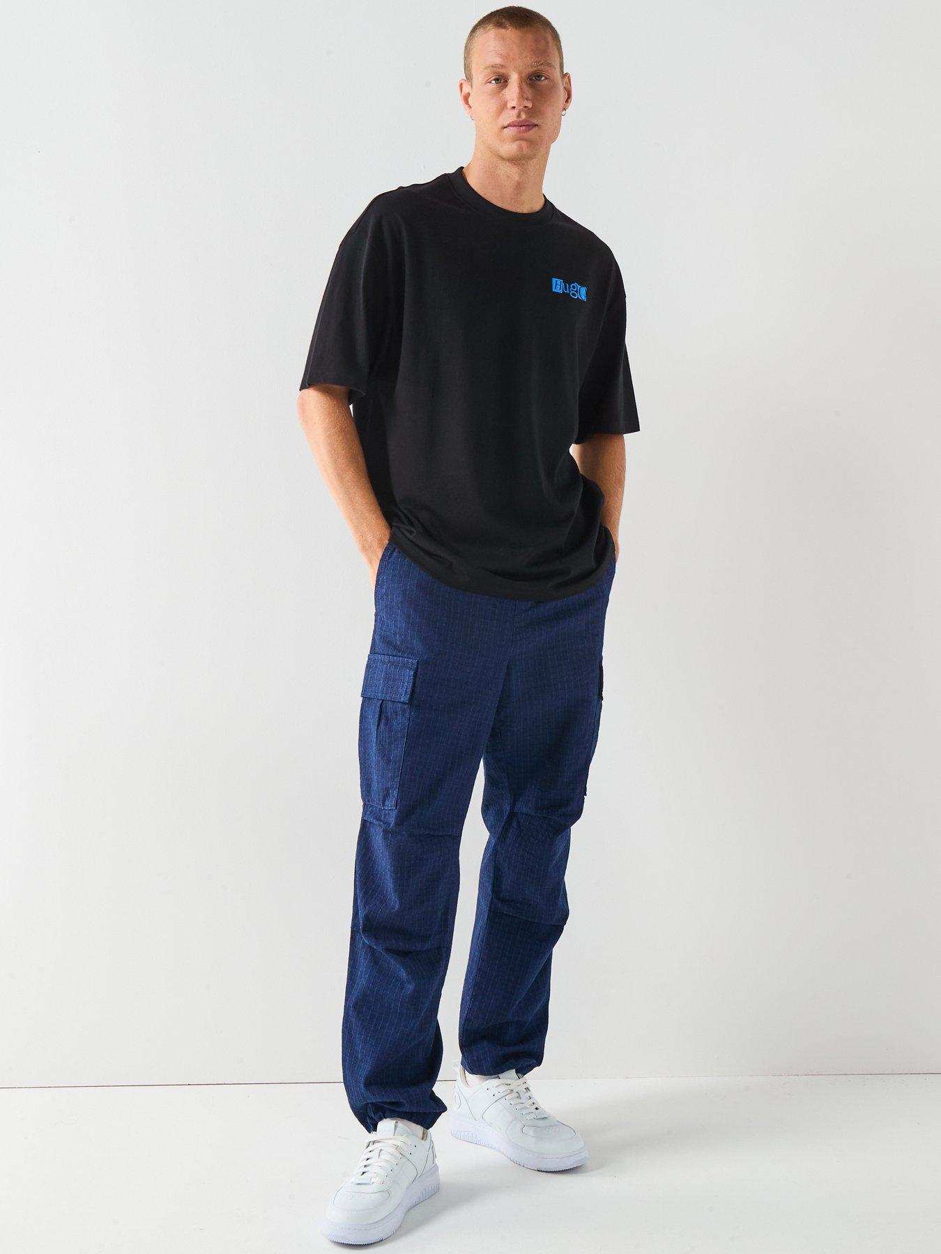 Image 3 of 6 of HUGO Blue Nilte Loose Fit Left Chest Stencil Logo T-Shirt - Black