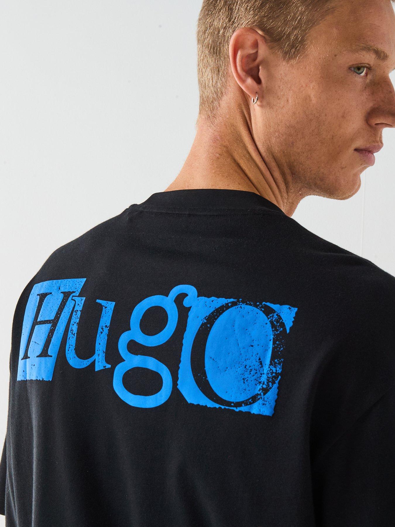 Image 5 of 6 of HUGO Blue Nilte Loose Fit Left Chest Stencil Logo T-Shirt - Black