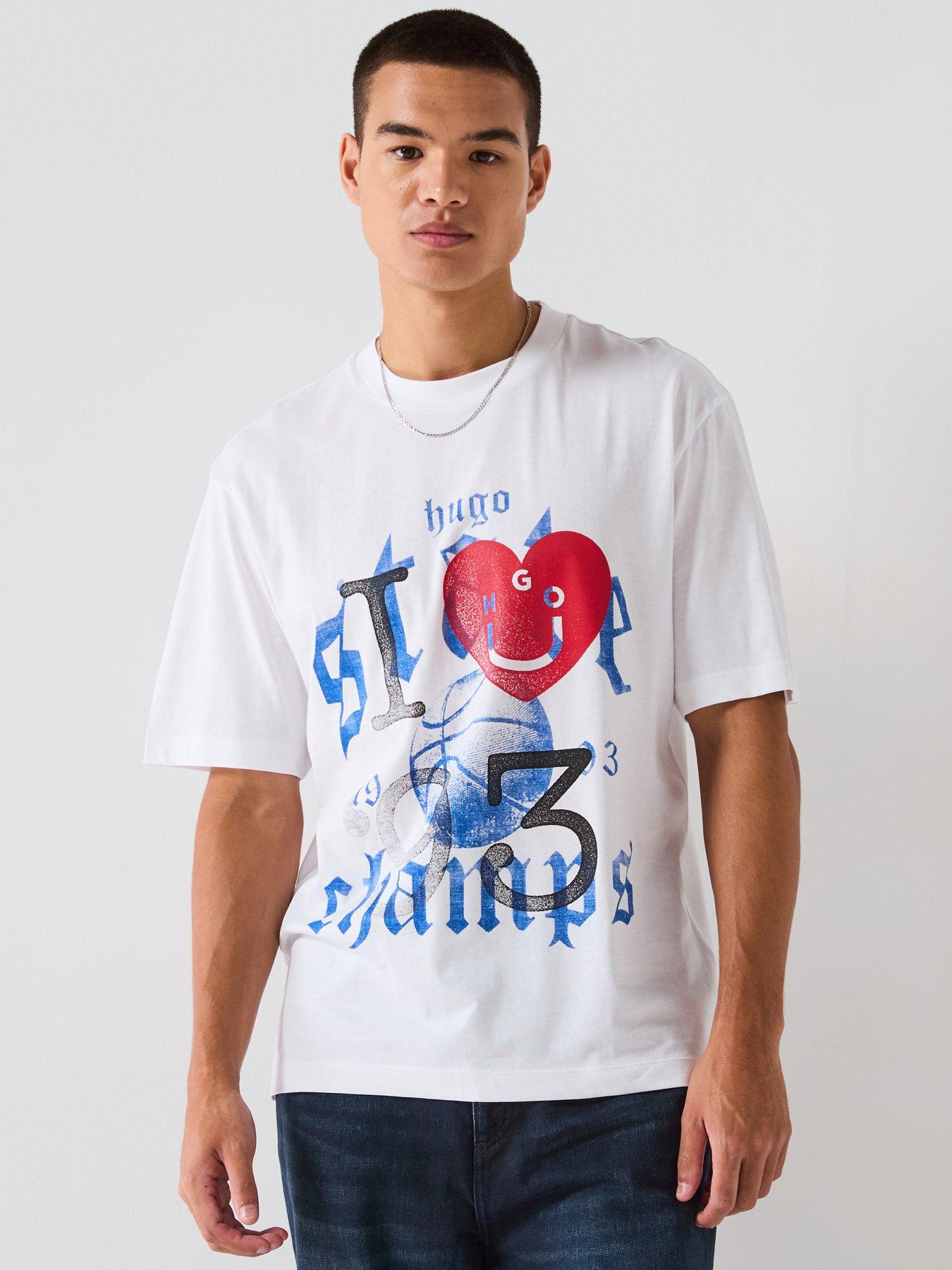 undefined Blue Notix Relaxed Fit Large Heart Graphic T-Shirt - White