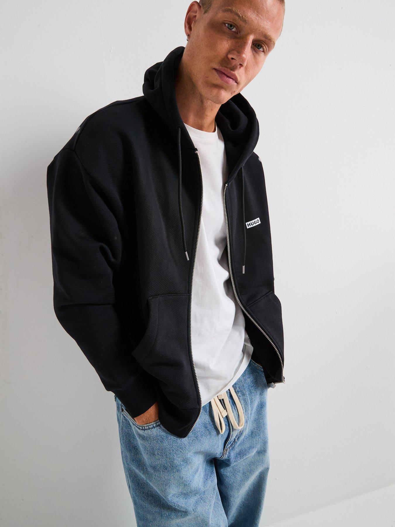 Image 2 of 6 of HUGO Blue Nardimez International Loose Zip Through Hoodie - Black