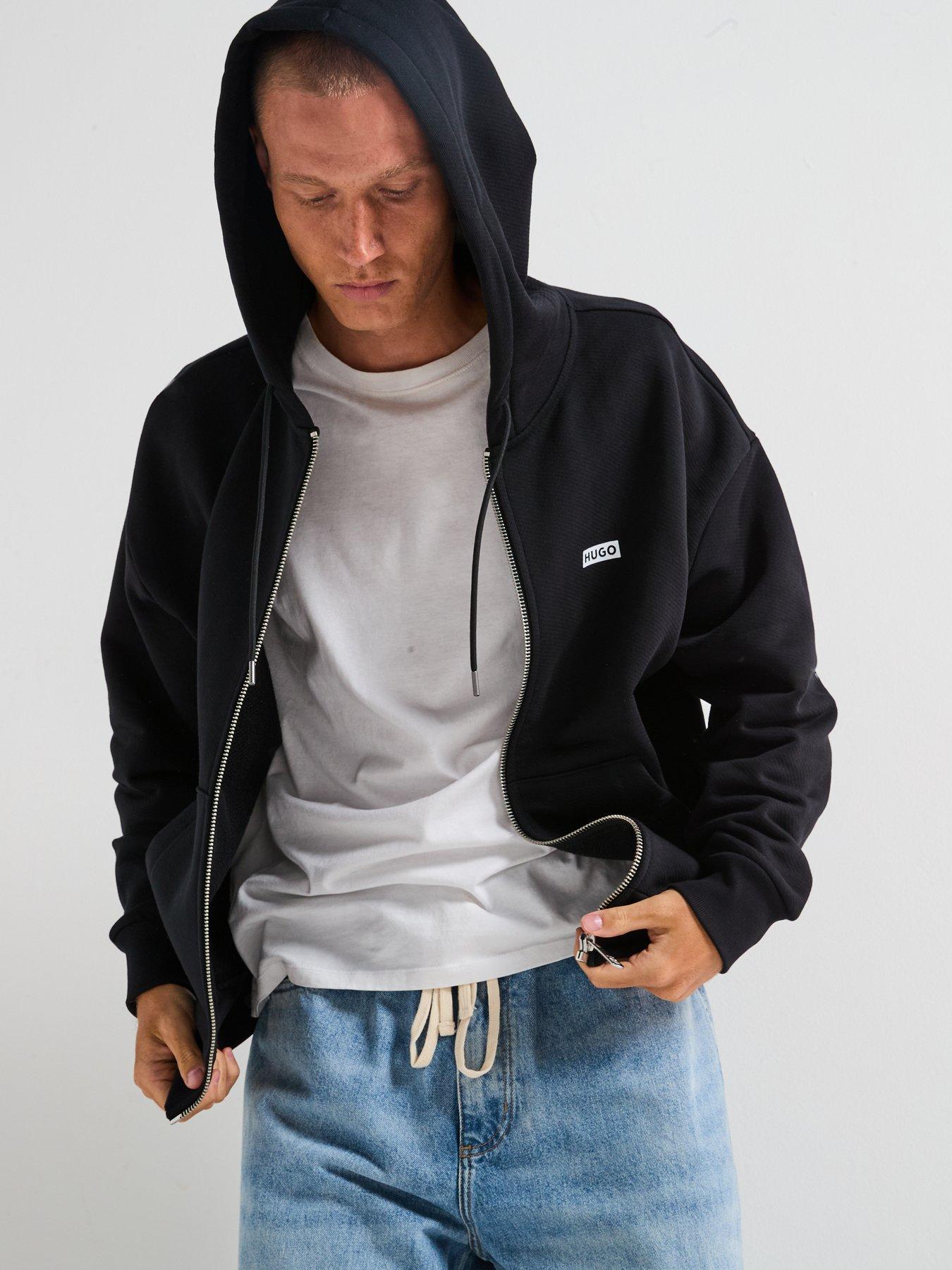 Image 4 of 6 of HUGO Blue Nardimez International Loose Zip Through Hoodie - Black