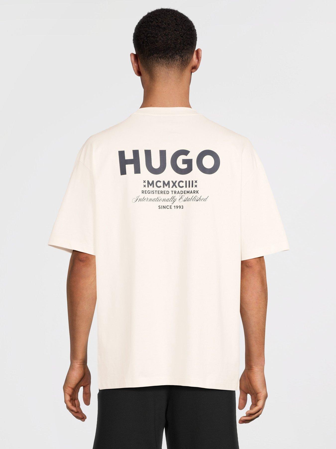 Image 2 of 6 of HUGO Blue Nalono Oversized International Logo Backprint T-Shirt - Off White