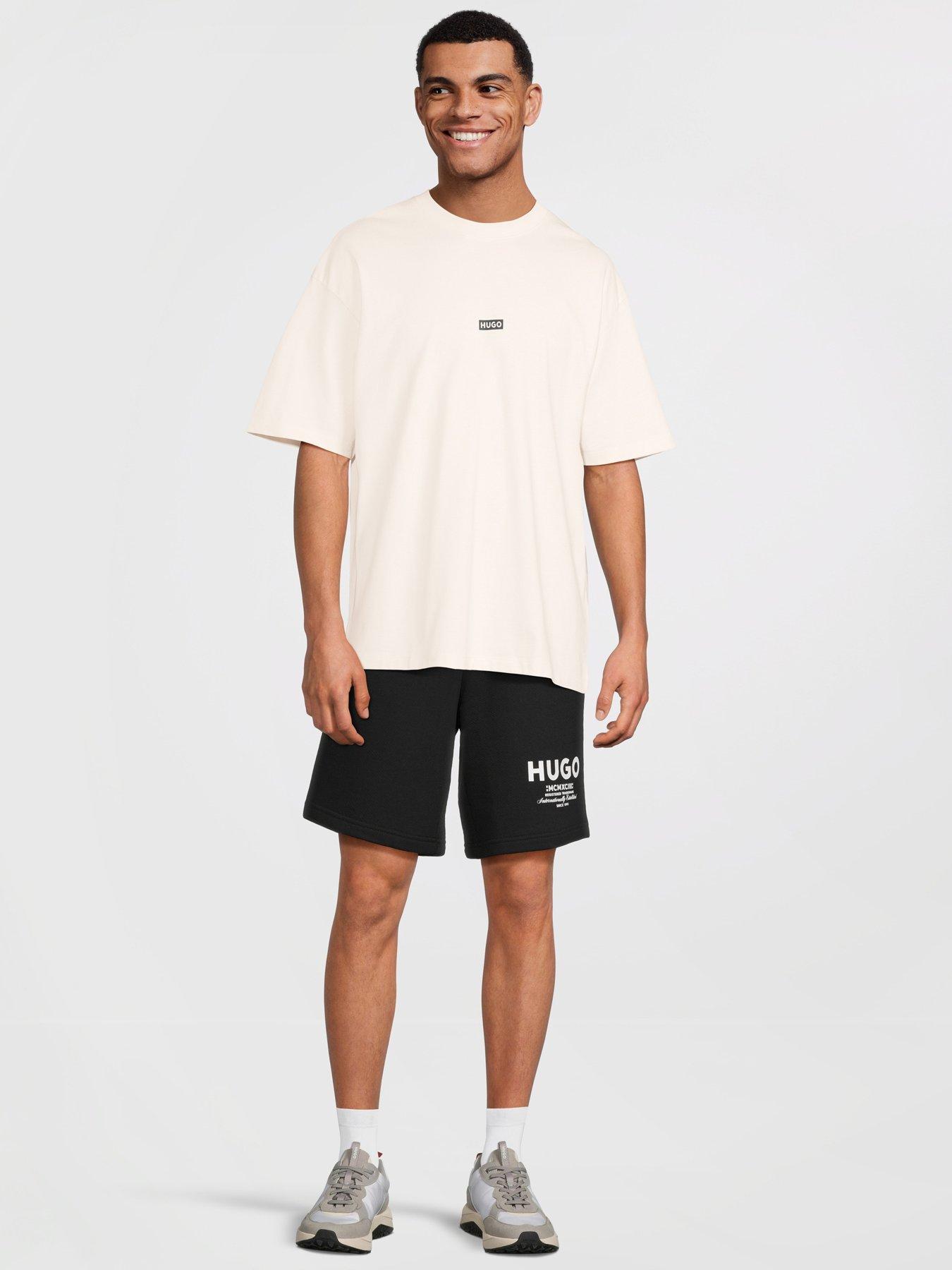Image 3 of 6 of HUGO Blue Nalono Oversized International Logo Backprint T-Shirt - Off White