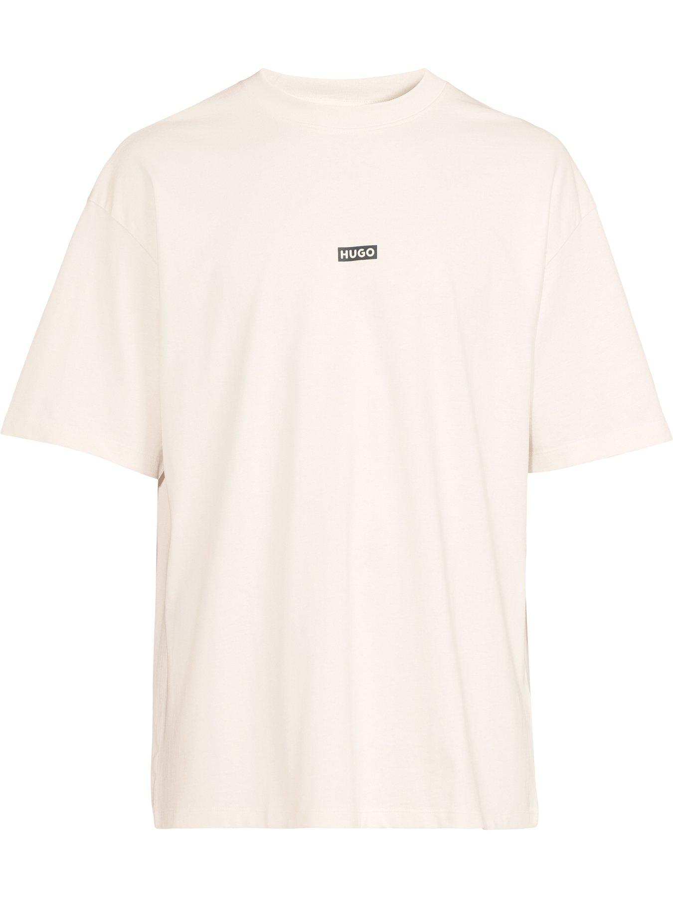 Image 6 of 6 of HUGO Blue Nalono Oversized International Logo Backprint T-Shirt - Off White