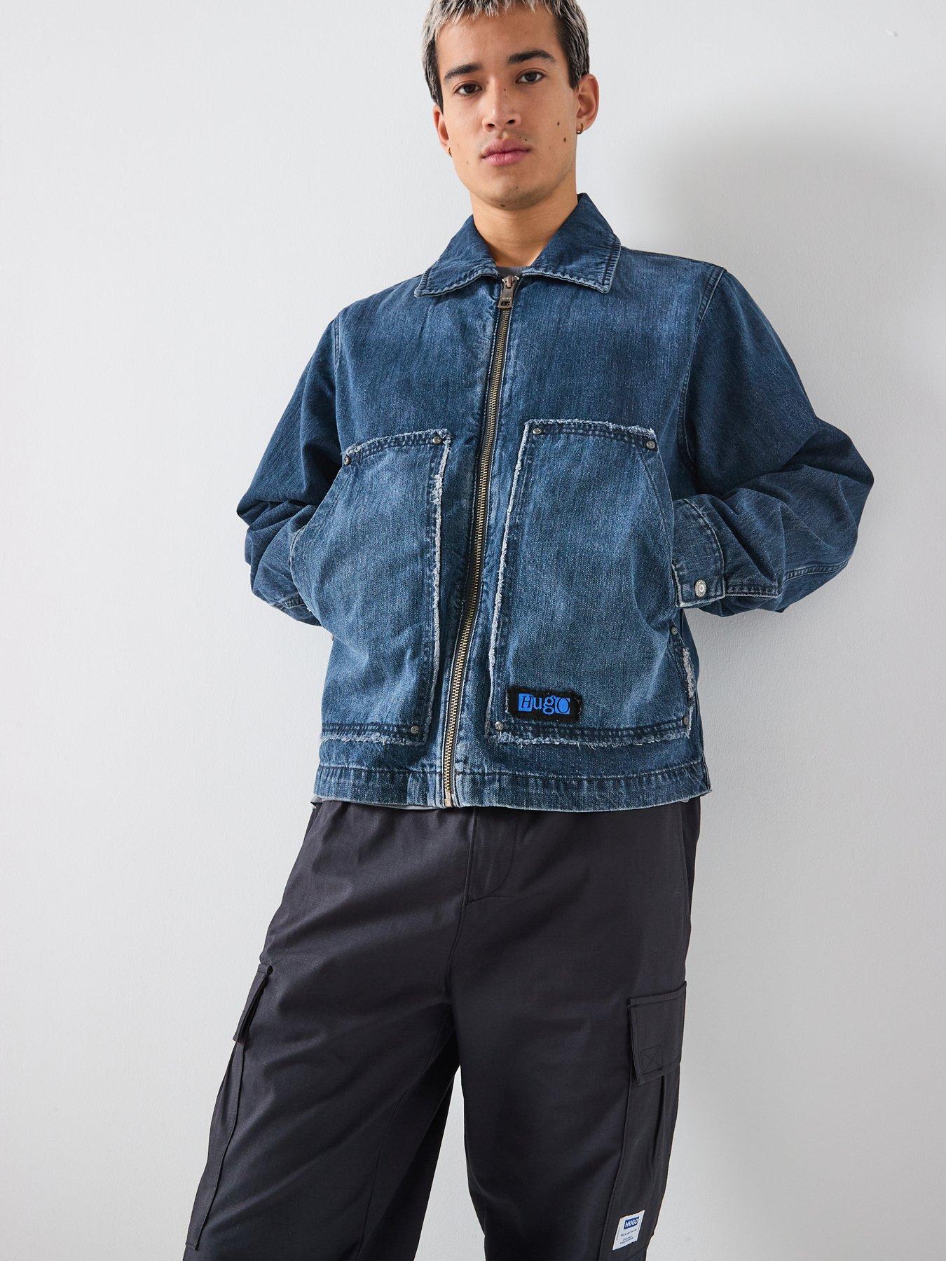 undefined Hugo Blue Chian Regular Fit Zipped Denim Jacket - Dark Blue