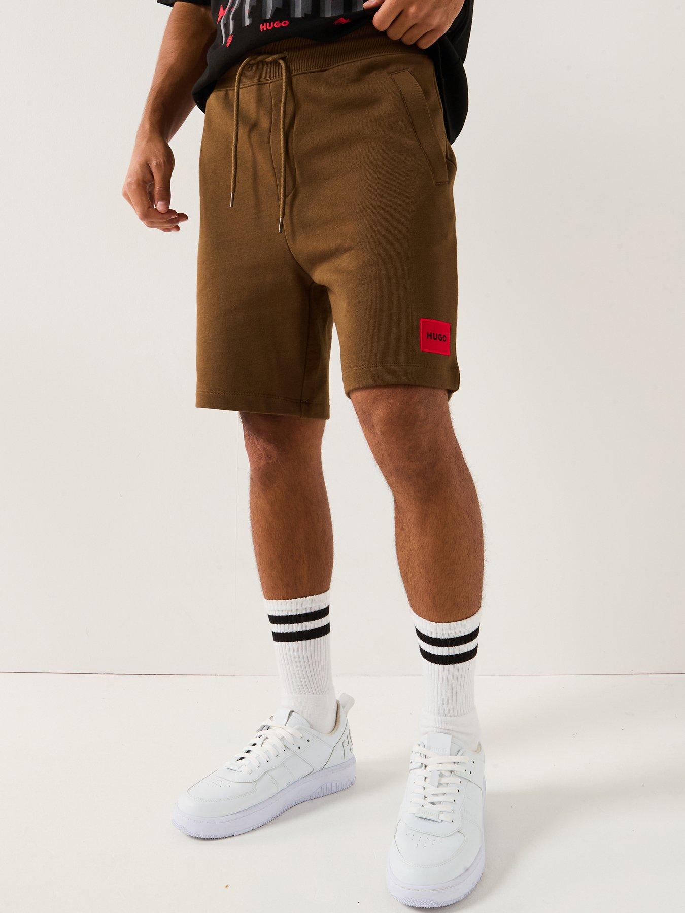 hugo-diz-red-patch-logo-jersey-shorts-brown