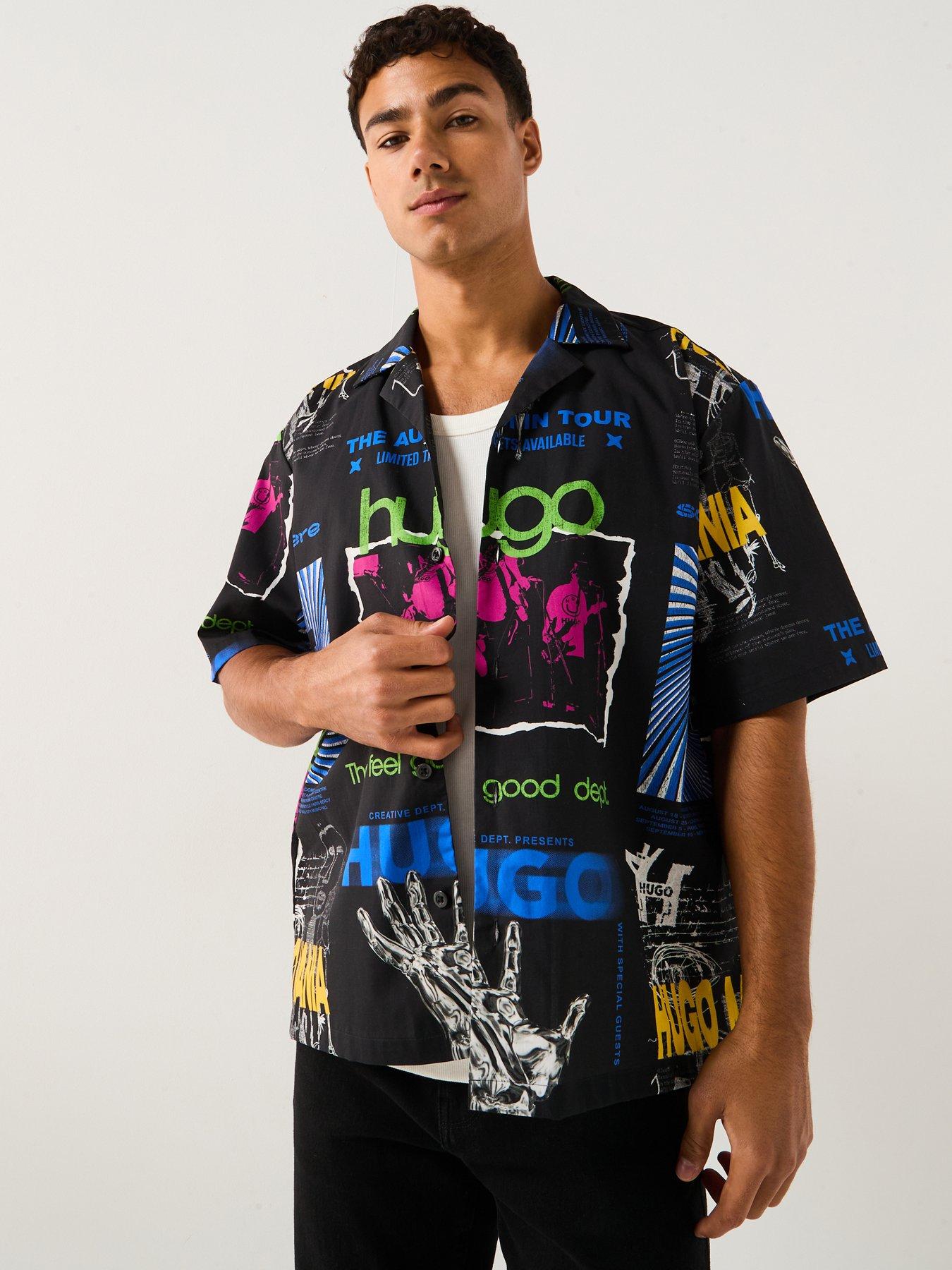 Image 1 of 6 of HUGO Blue Eligino Relaxed Fit Shirt - Black