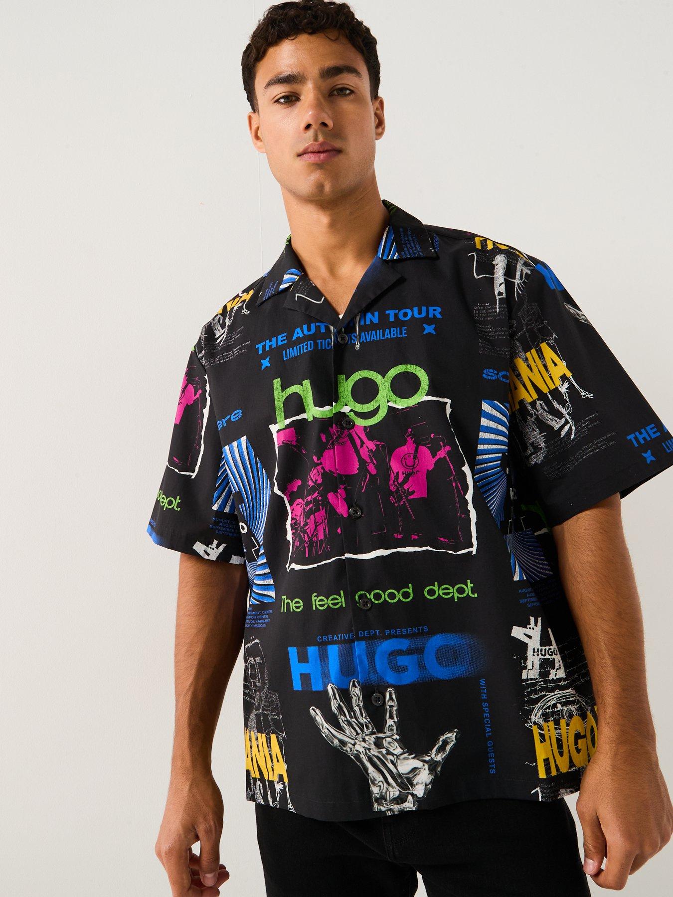 Image 4 of 6 of HUGO Blue Eligino Relaxed Fit Shirt - Black