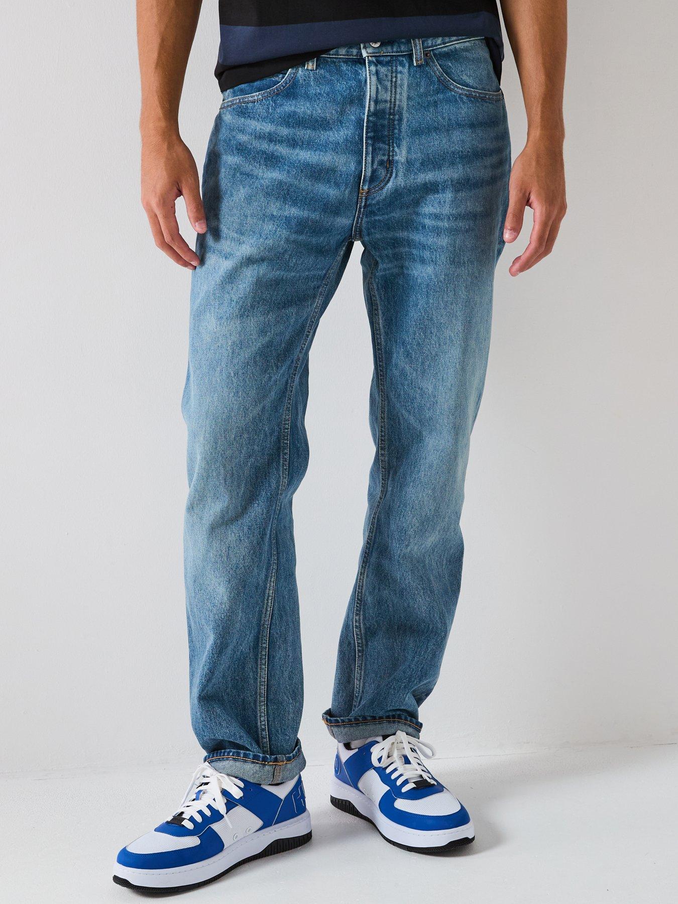 Image 1 of 6 of HUGO Jonah Whisker Regular Fit Jeans - Blue