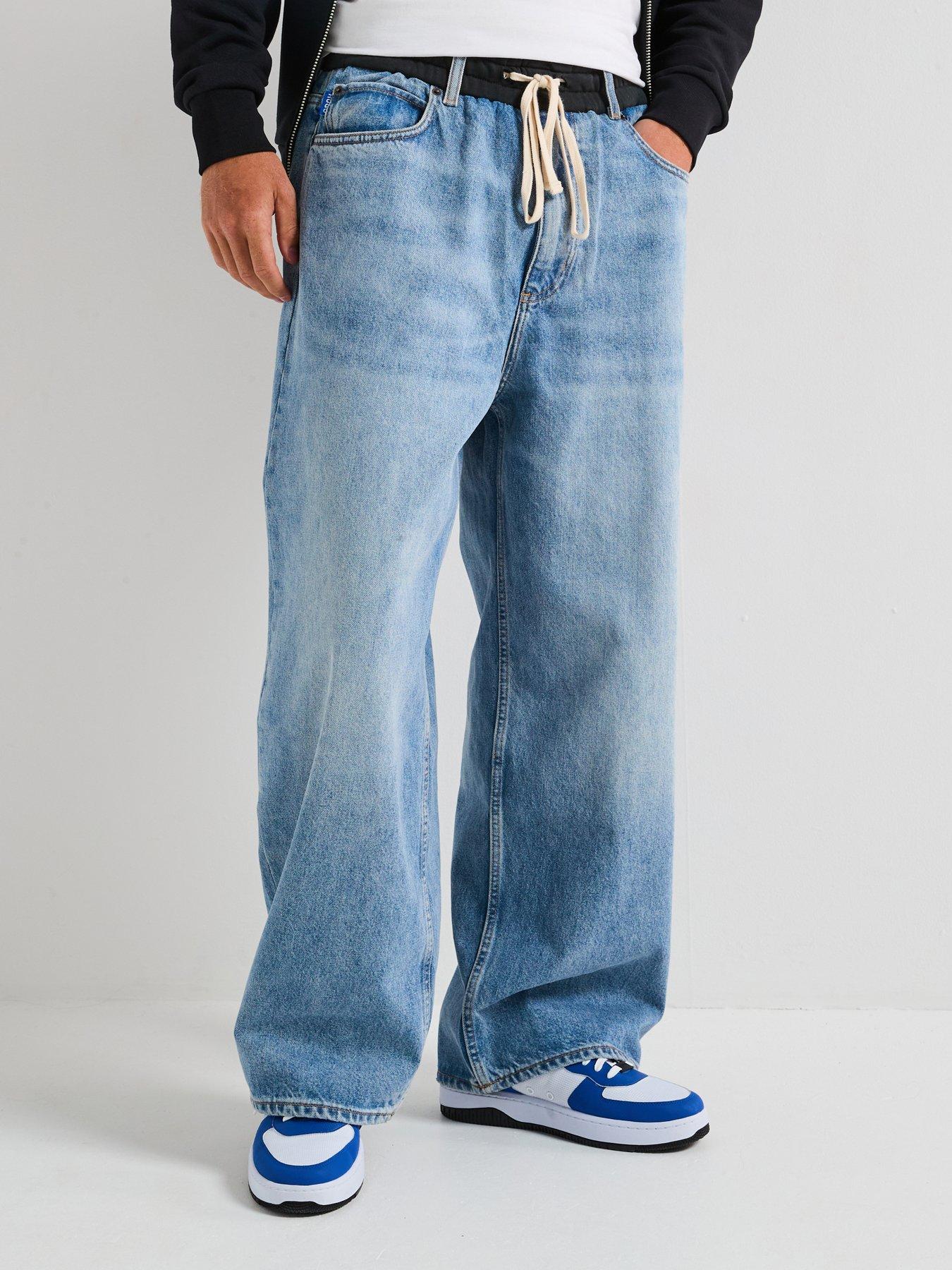 Image 1 of 6 of HUGO Blue Draisen Oversized Fit Loose Jeans - Light Blue