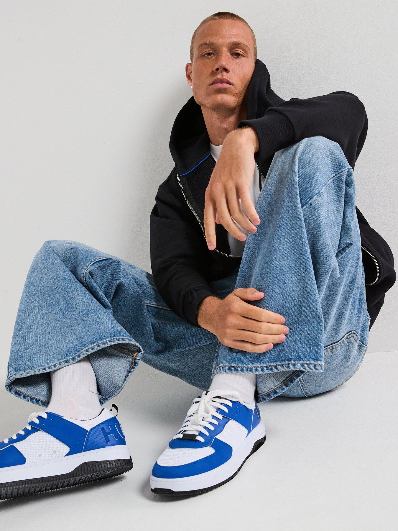 Image 4 of 6 of HUGO Blue Draisen Oversized Fit Loose Jeans - Light Blue