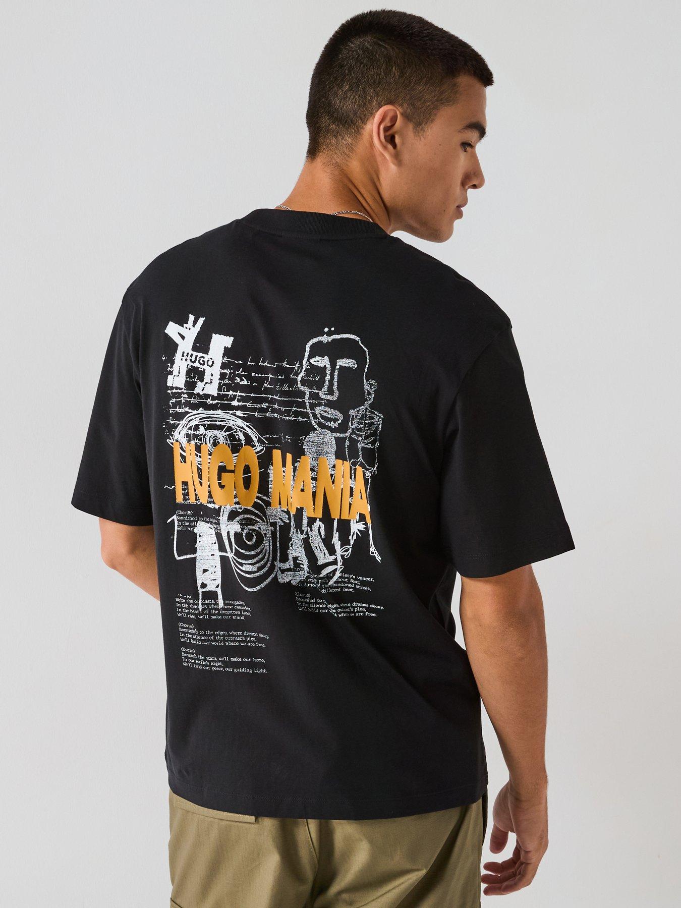 HUGO Blue Nedix Relaxed Fit Blue Mania T-shirt - Black