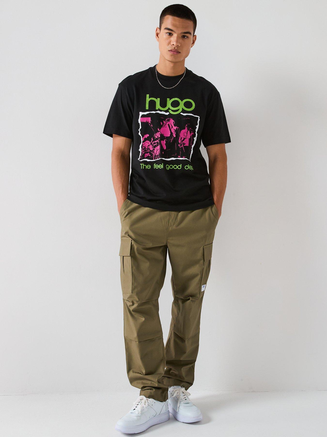 Image 3 of 6 of HUGO Blue Nopix Relaxed Fit Feel Good Grunge T-Shirt - Black