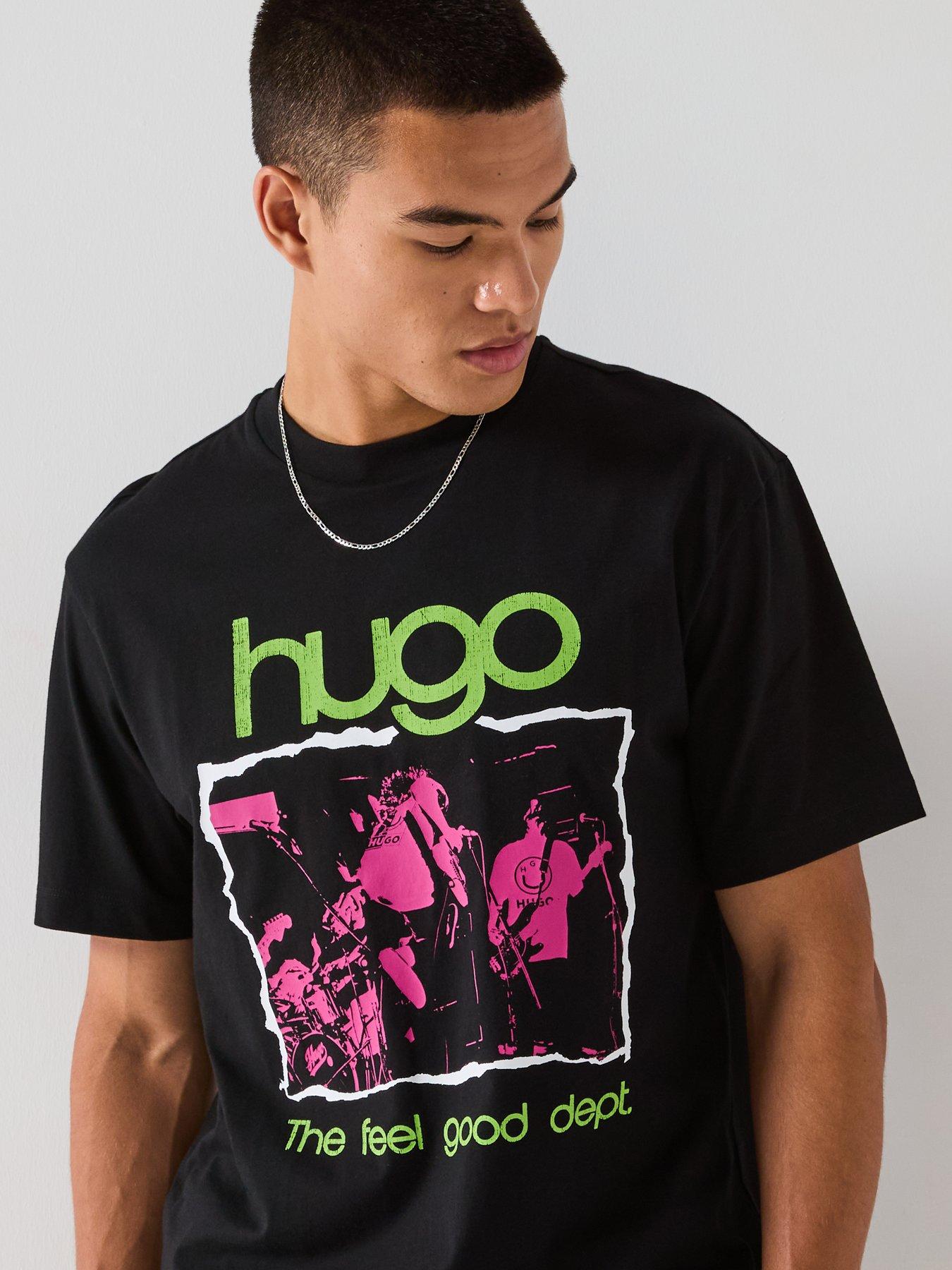 Image 4 of 6 of HUGO Blue Nopix Relaxed Fit Feel Good Grunge T-Shirt - Black