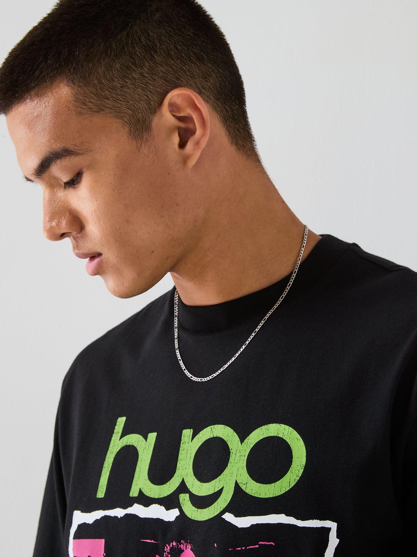 Image 5 of 6 of HUGO Blue Nopix Relaxed Fit Feel Good Grunge T-Shirt - Black