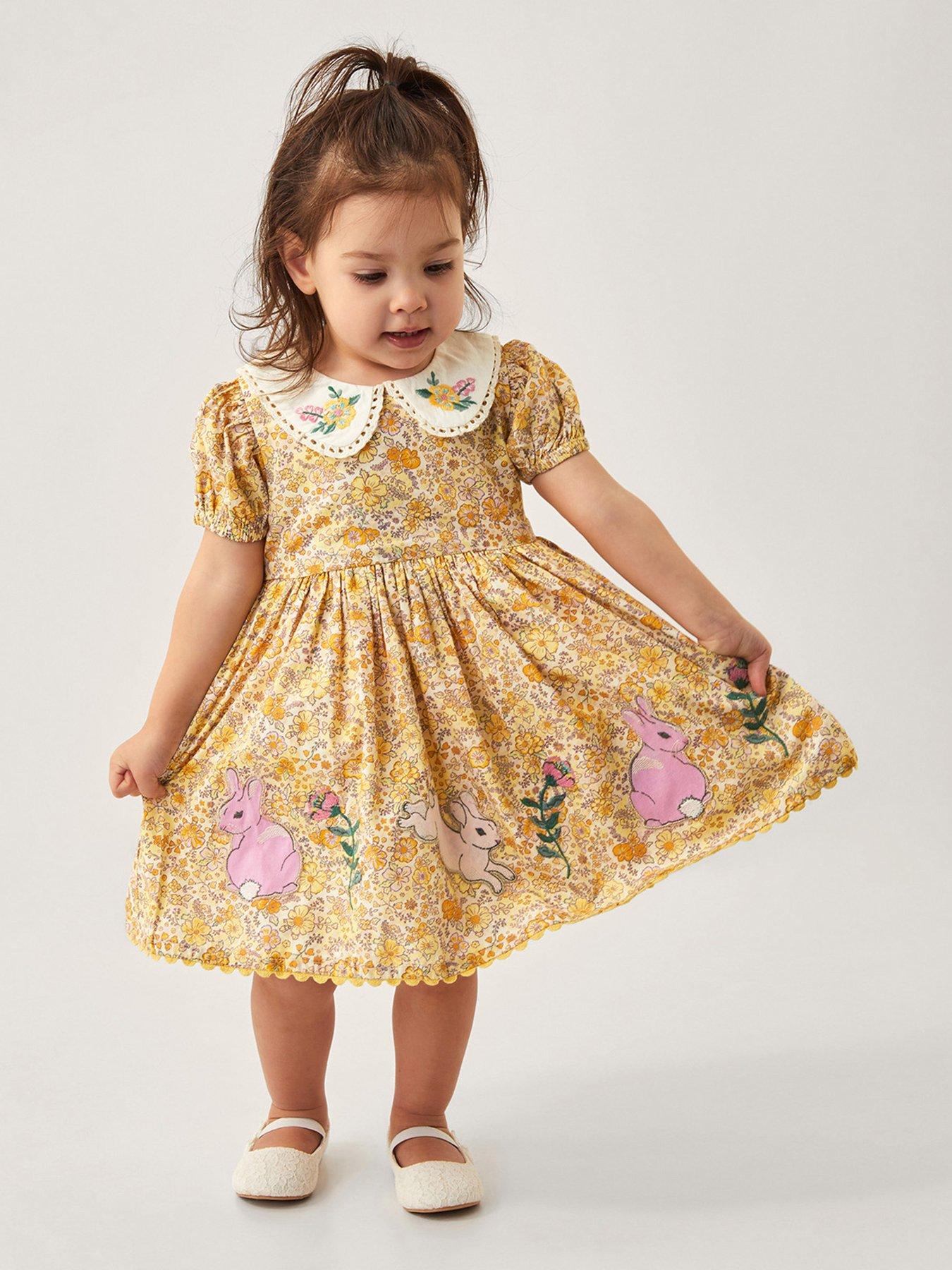 monsoon-baby-girls-bunny-applique-floral-dress-yellow
