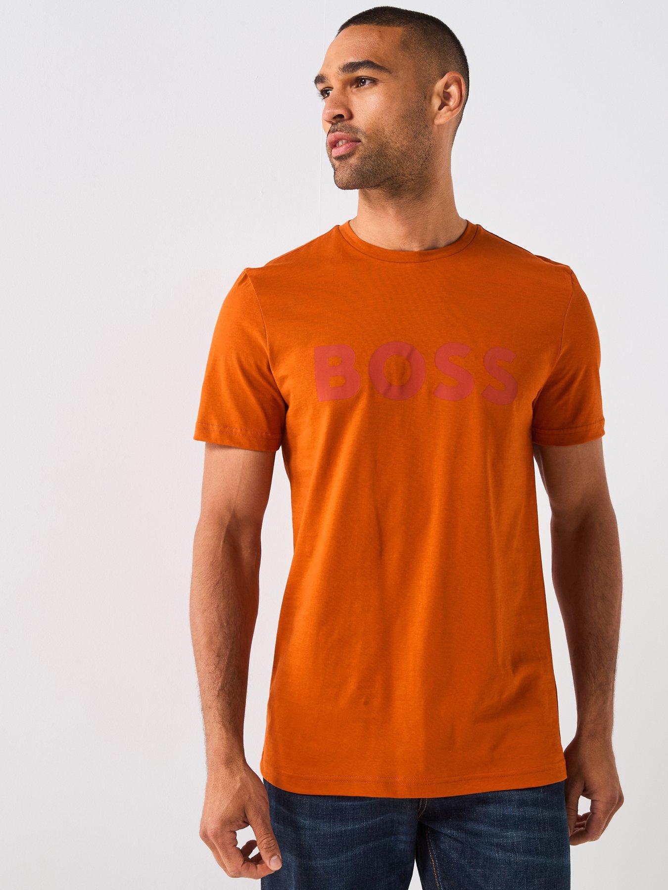 Image 1 of 4 of BOSS Thinking 1 Regular Fit Large Logo T-Shirt - Orange